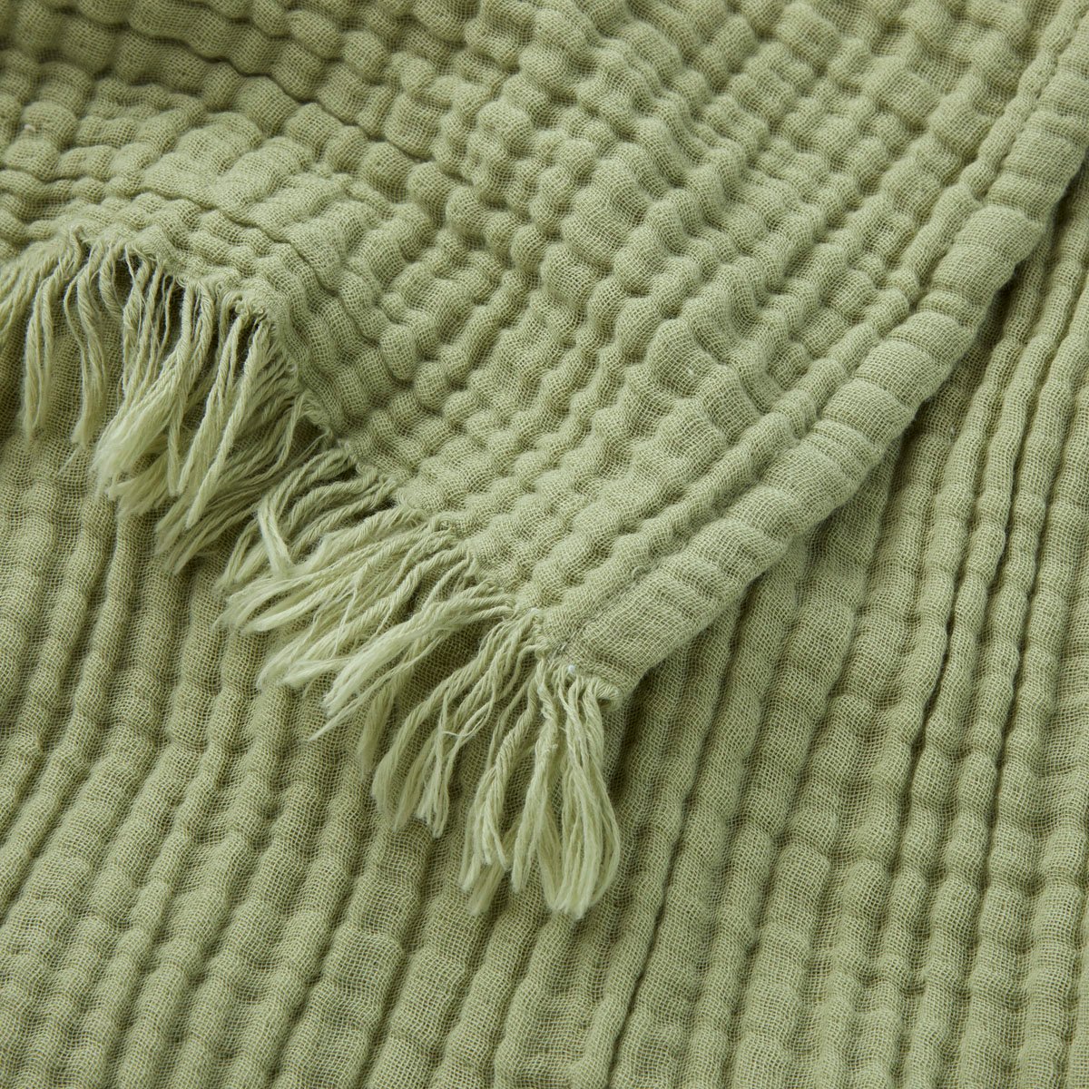 Plaid en gaze de coton, cyclades DESFORGES Vert