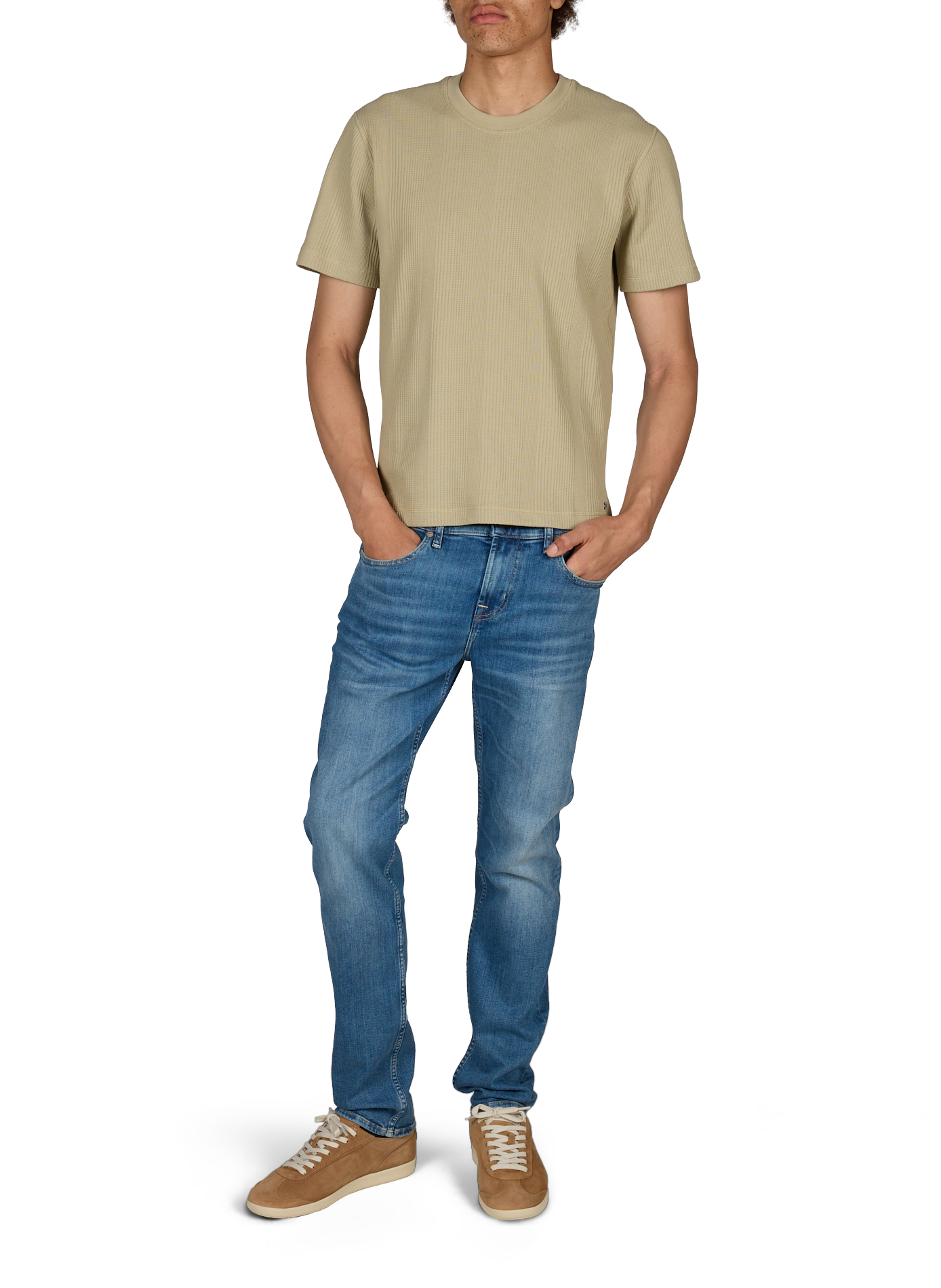 Camiseta de algodón mezclado con relieve BOSS Verde