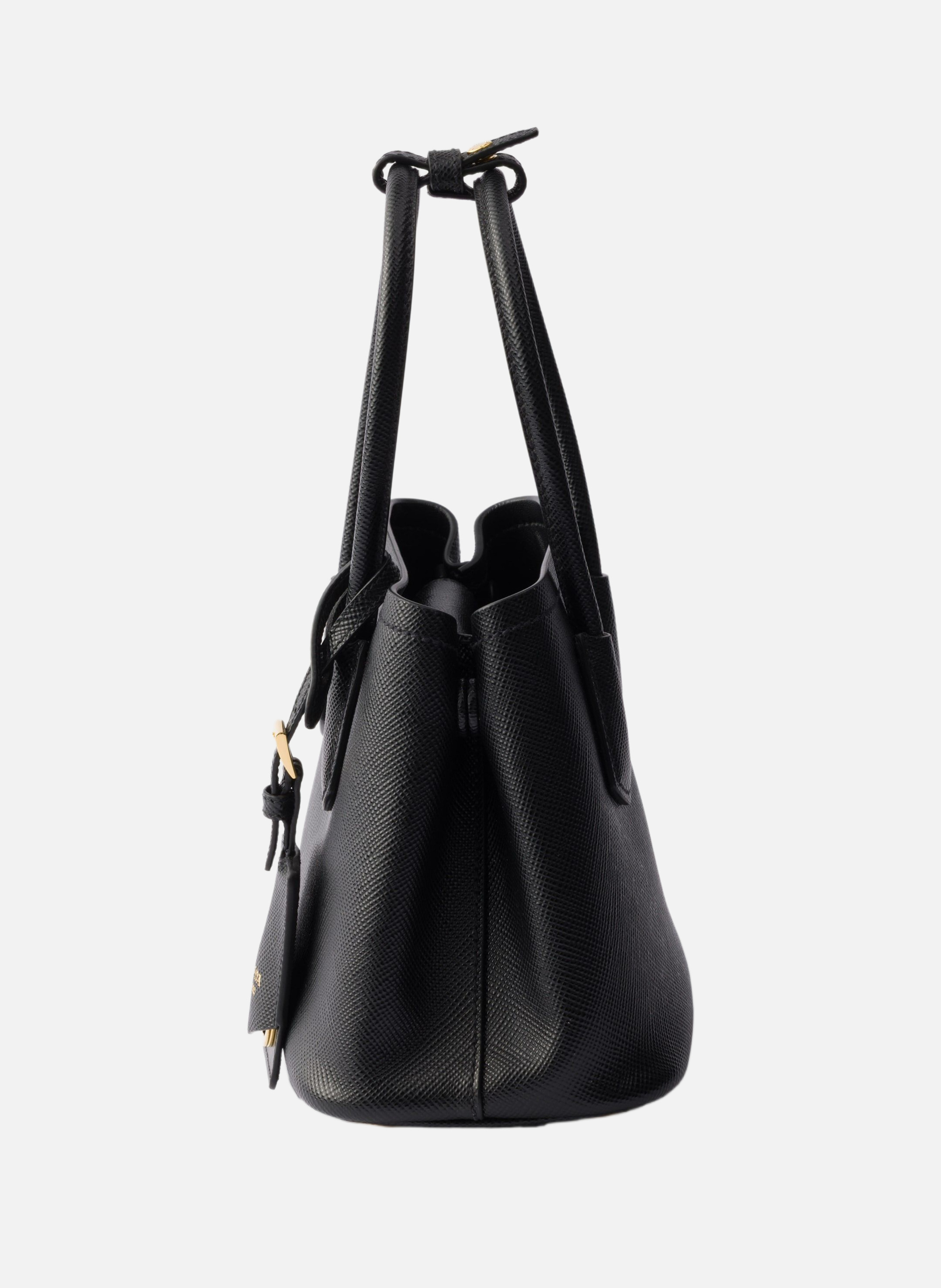 Mini sac prada double en cuir saffiano PRADA Noir