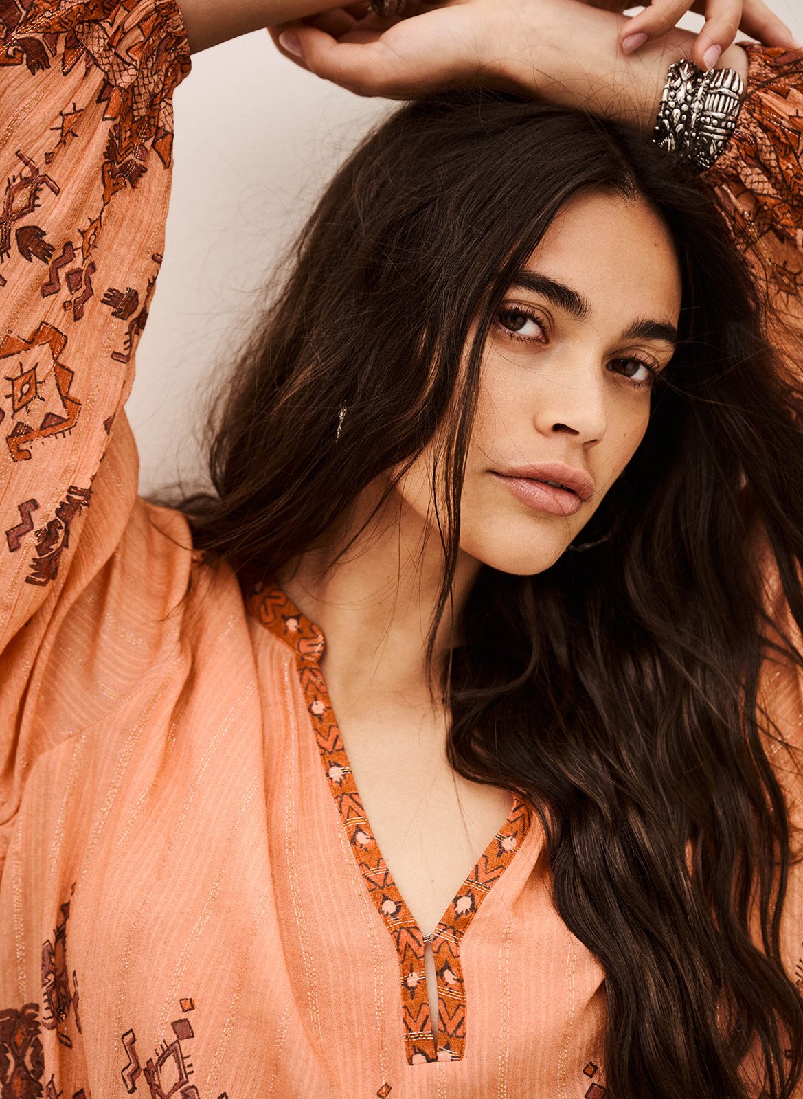 Gedrukte blouse met Tunisie kraag zato BA&SH Oranje