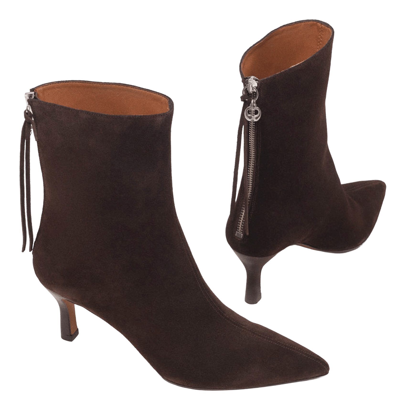 Bottines à talons aiguilles en cuir MAJE Marron