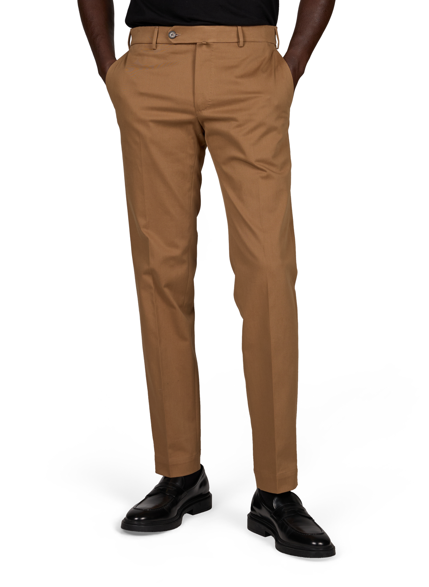 Pantalon droit à plis en coton mélangé SLOWEAR Marron