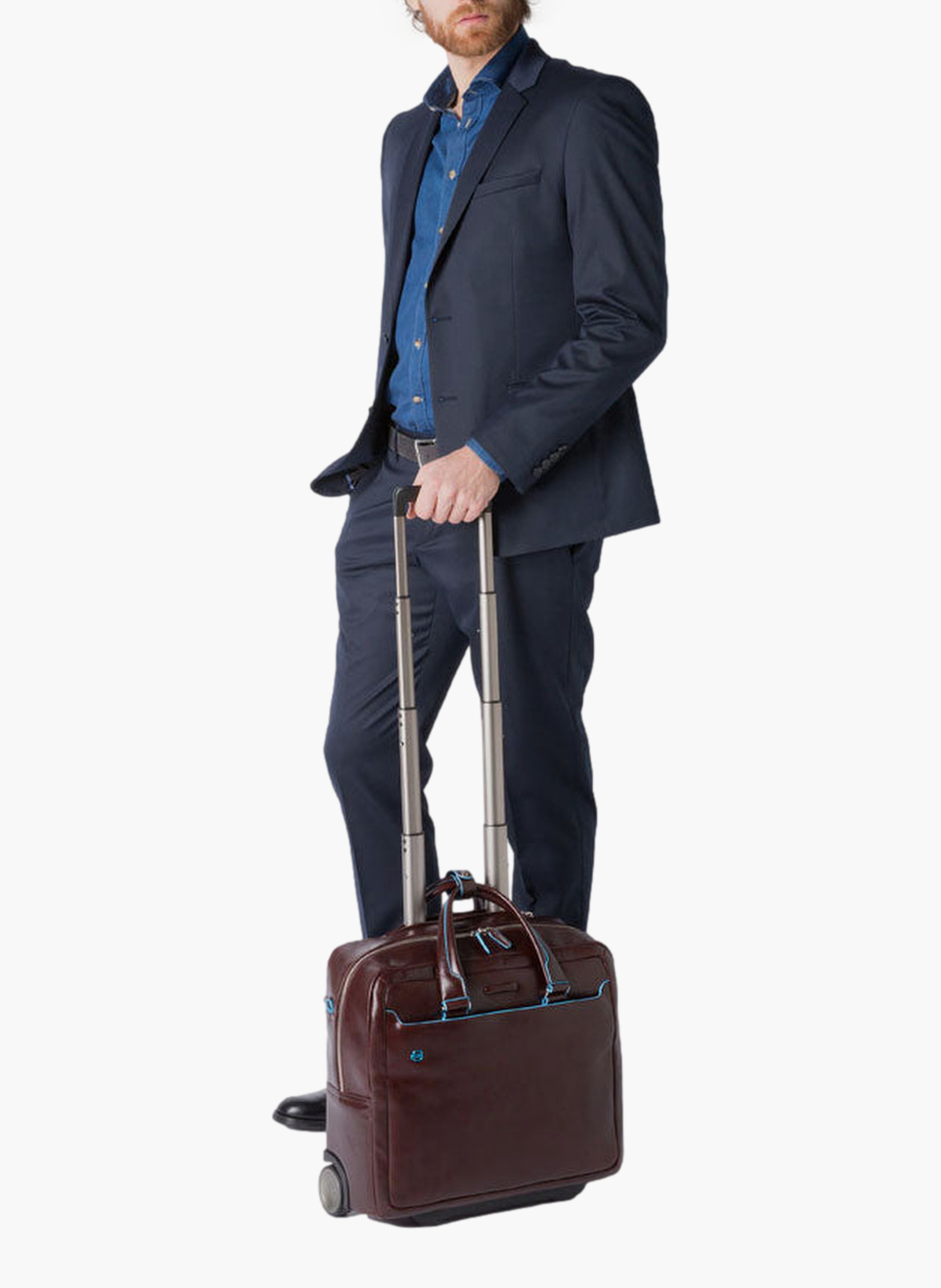 Mallette à roulettes pour ordinateur 15,6" PIQUADRO Marron