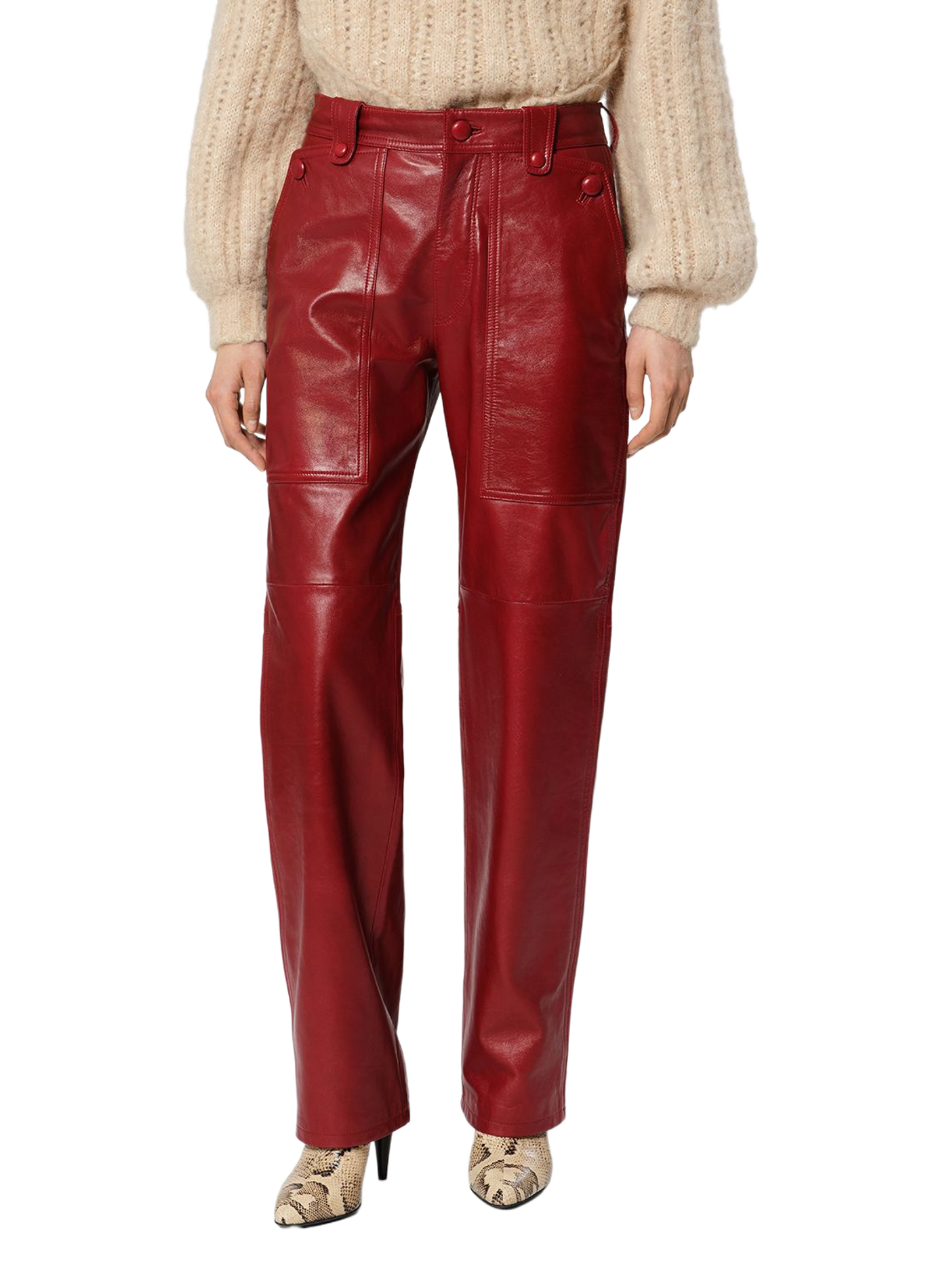 Valka trousers in smooth leather ISABEL MARANT Red