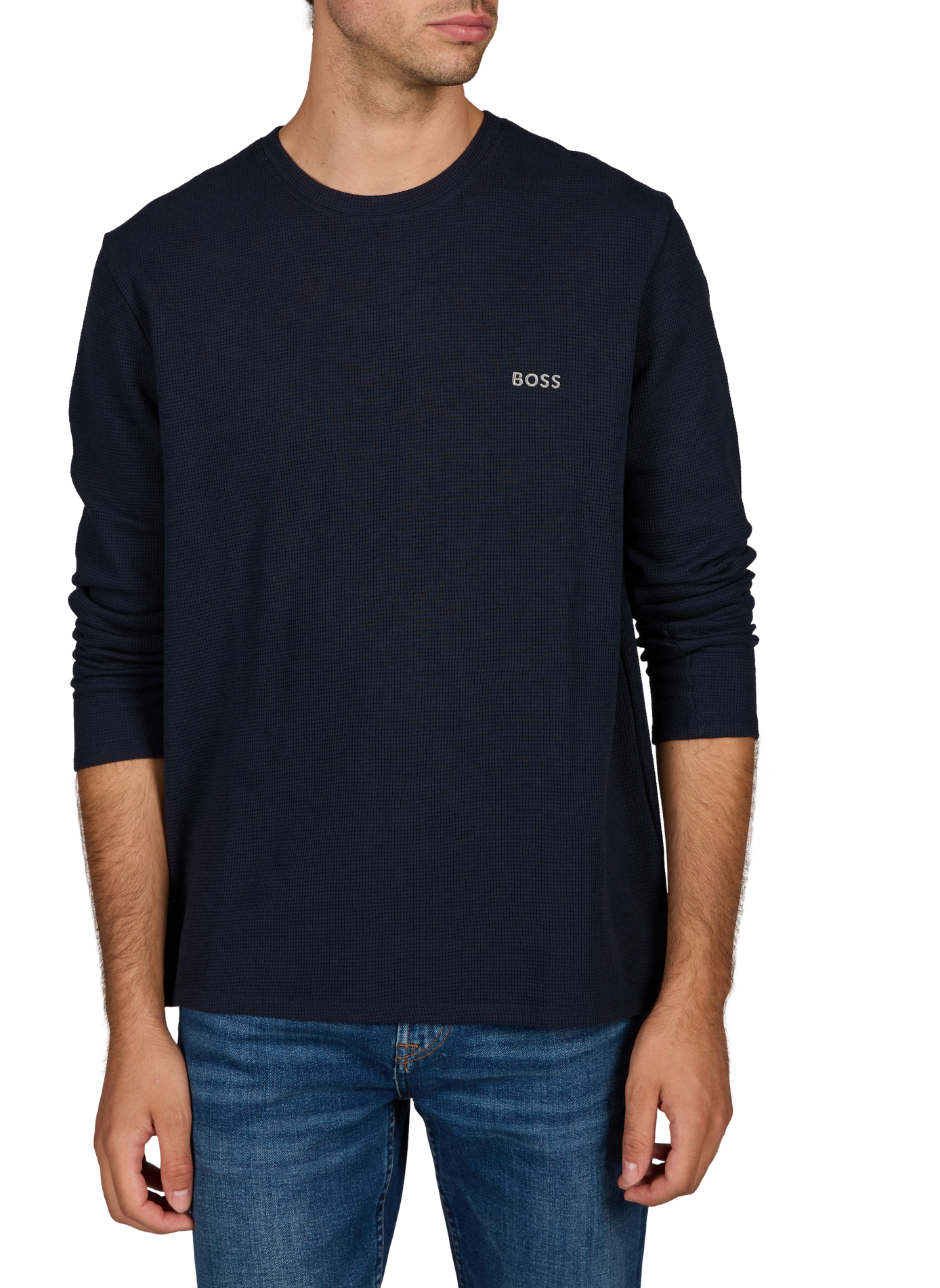 Langarm T-Shirt mit Logo BOSS Blau