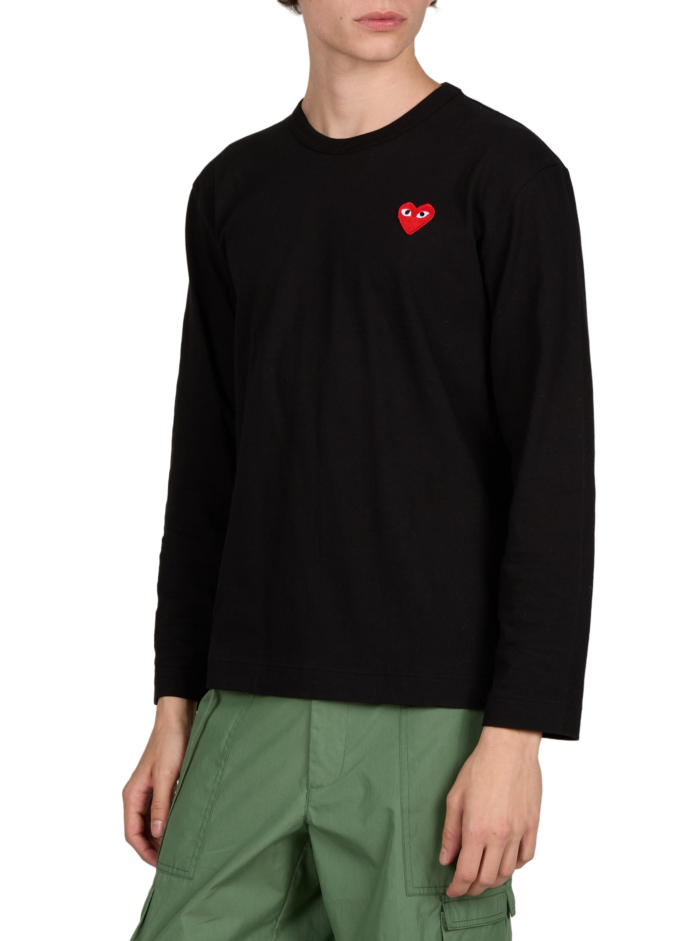T-Shirt mit Rundhalsausschnitt und Stickerei aus Baumwolle COMME DES GARCONS PLAY Schwarz