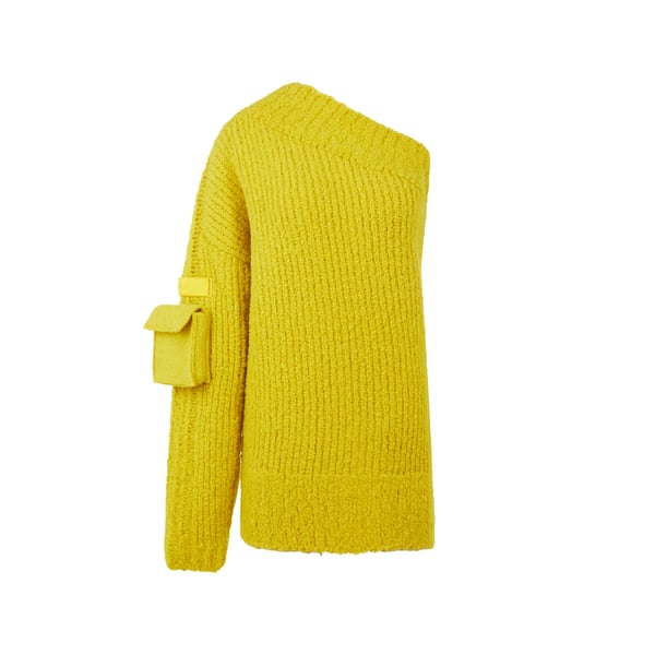 Robe mini asymétrique en laine bouclée