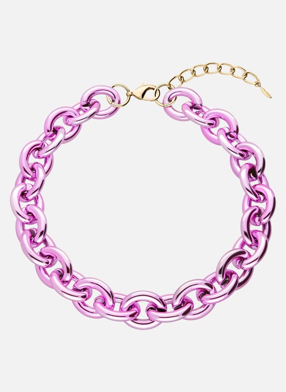 Collier grosse maille léger en aluminium snoop Rose by HIPANEMA HIPANEMA Collier grosse maille léger en aluminium snoop Rose