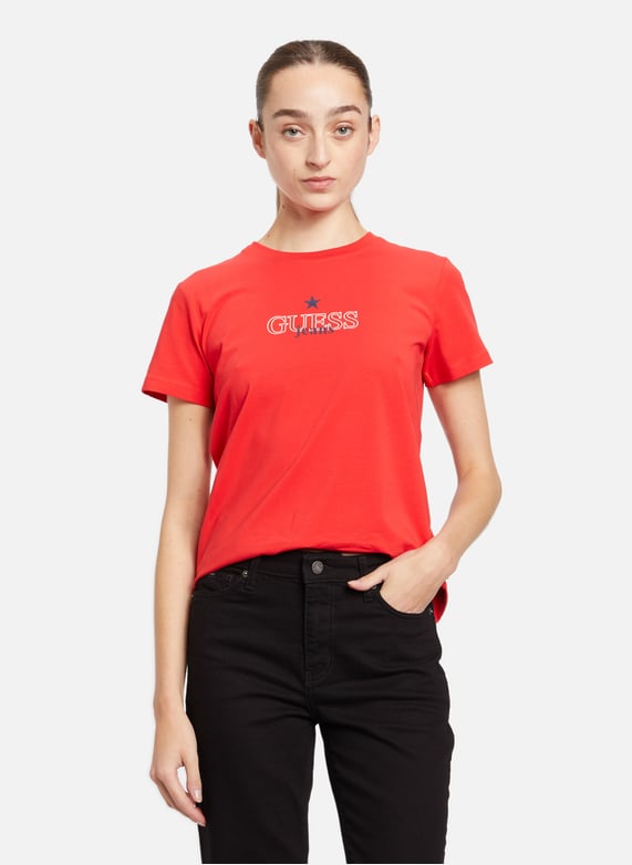 T shirt En Coton Guess Femme Printemps
