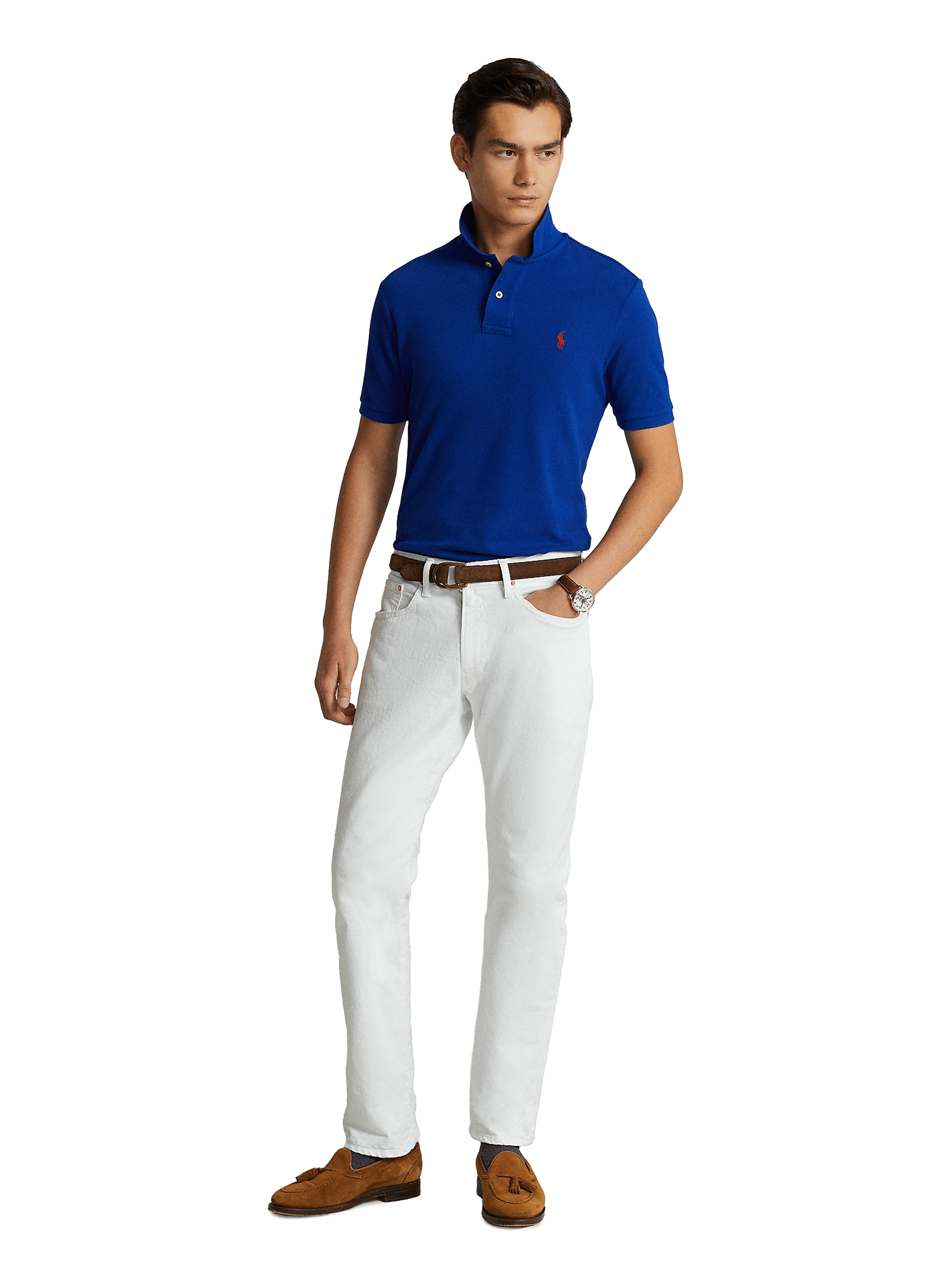 Cotton piqué logo polo shirt POLO RALPH LAUREN Blue