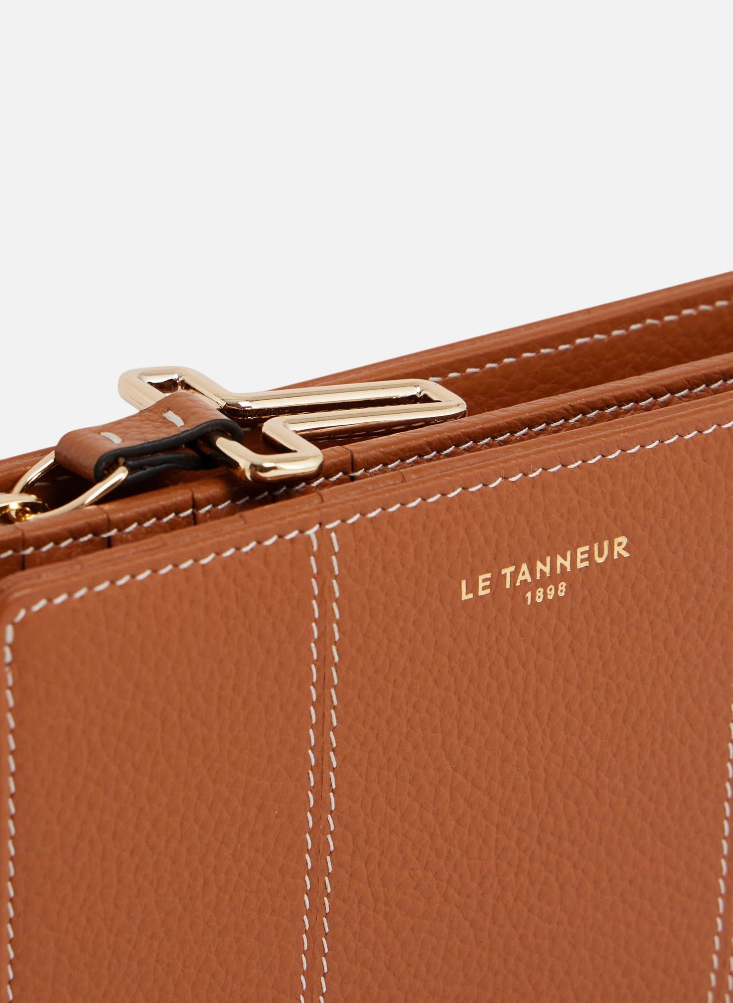 Portefeuille moyen modèle juliette en cuir grainé LE TANNEUR Marron