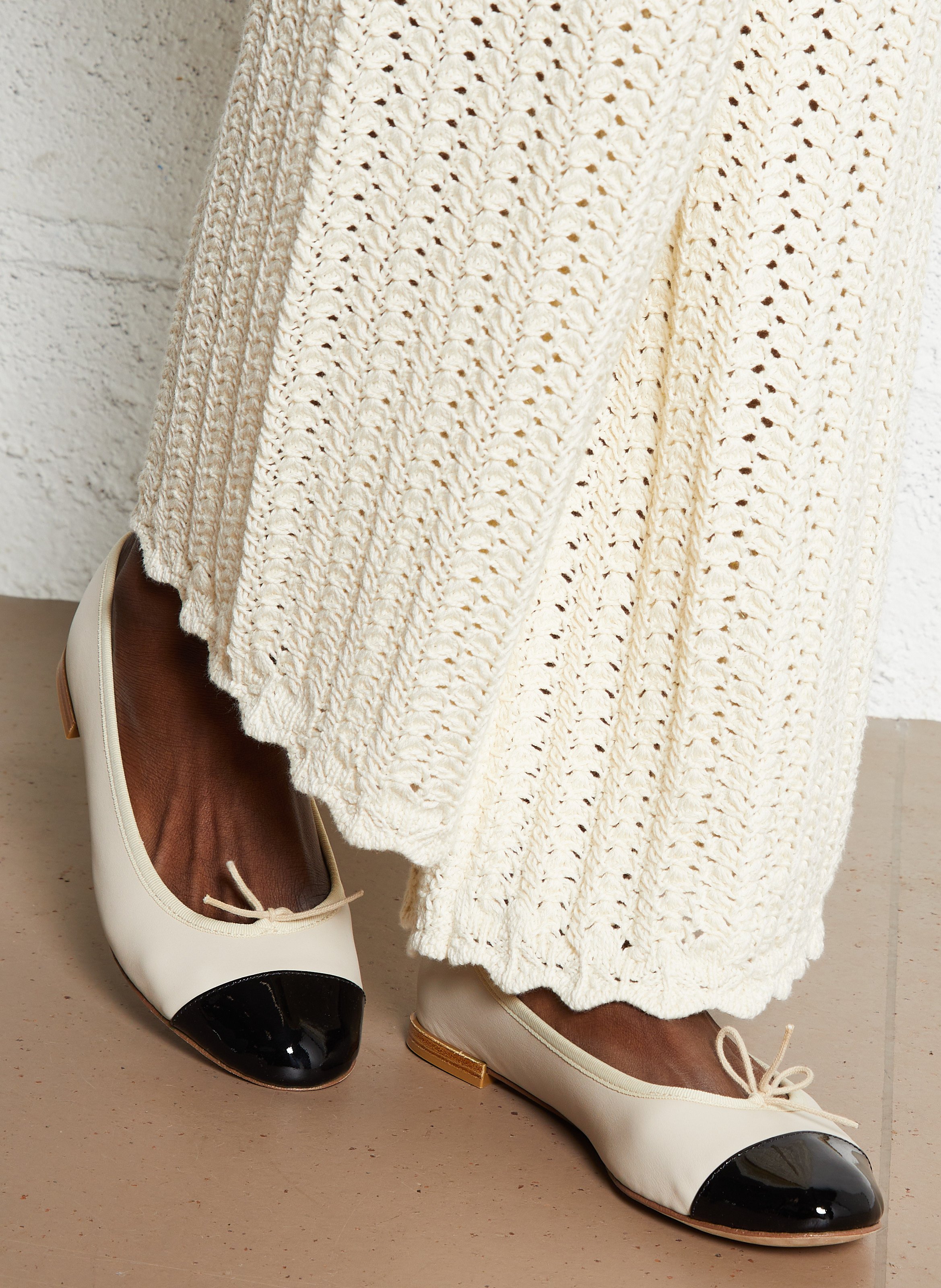 Ballerines bi-matière à bout contrasté REPETTO Beige