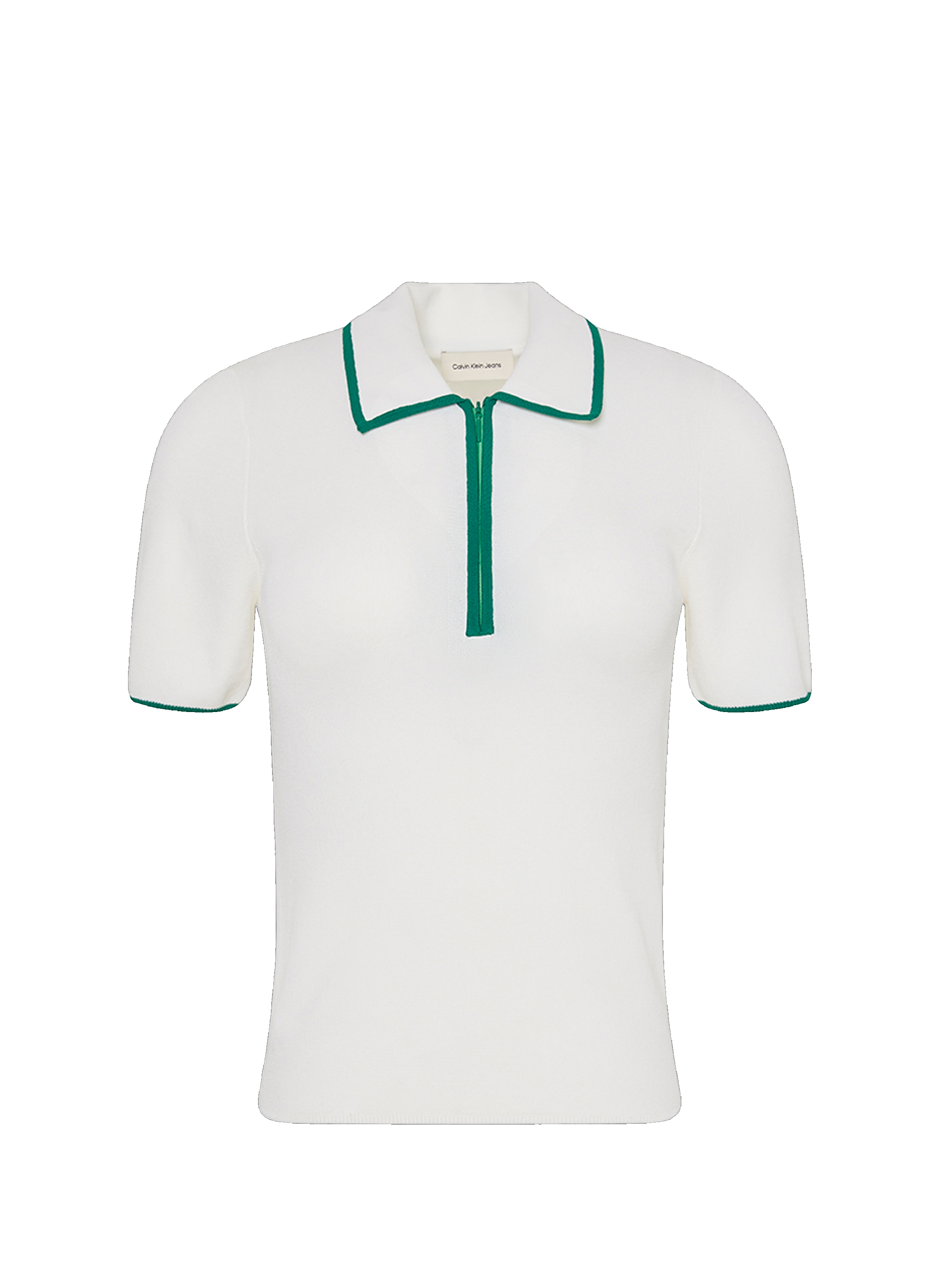 CALVIN KLEIN Polo classique avec quart de fermeture zippée Blanc