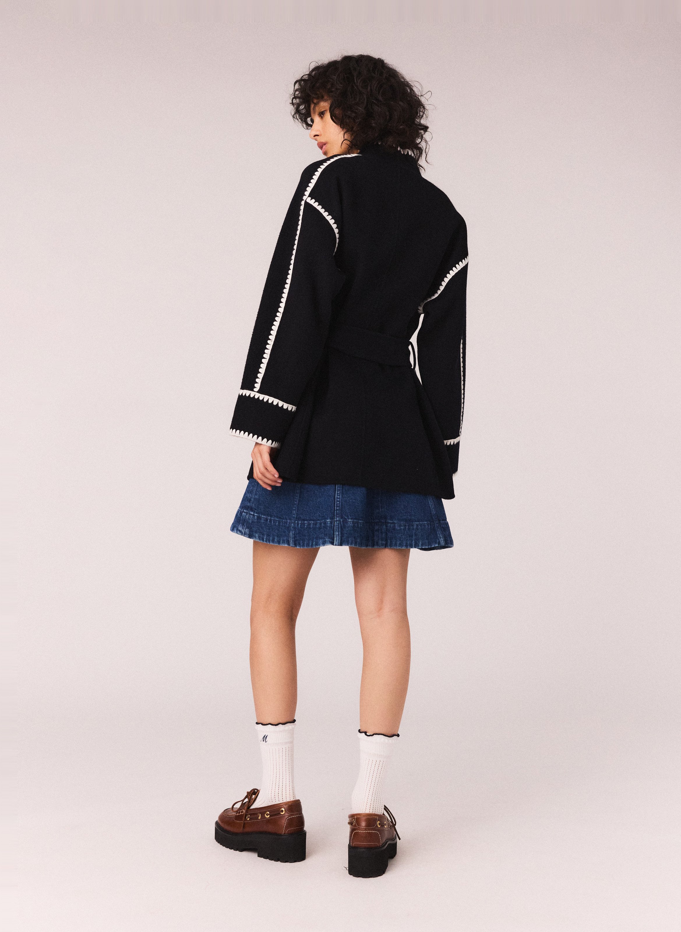 Veste col montant en laine mélangée MAJE Bleu