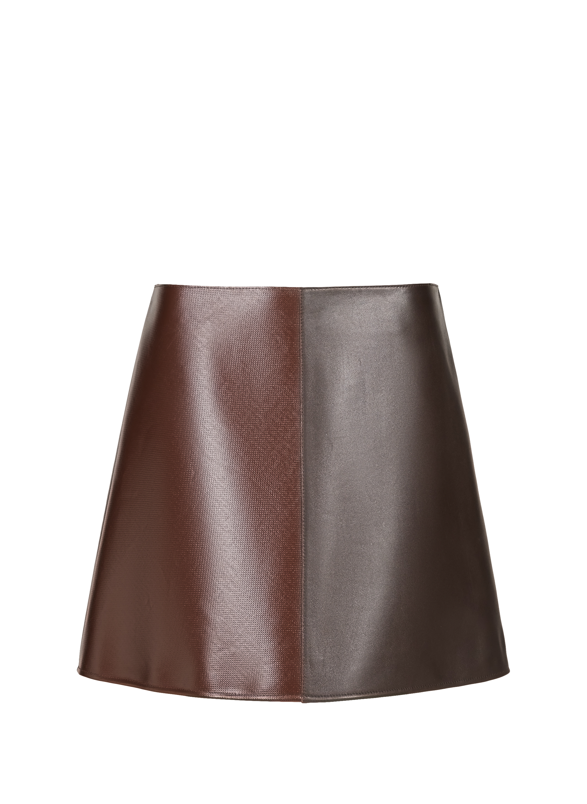Jupe trapèze Saison 1865 x Cahu en cuir bi-matière SAISON 1865 Marron