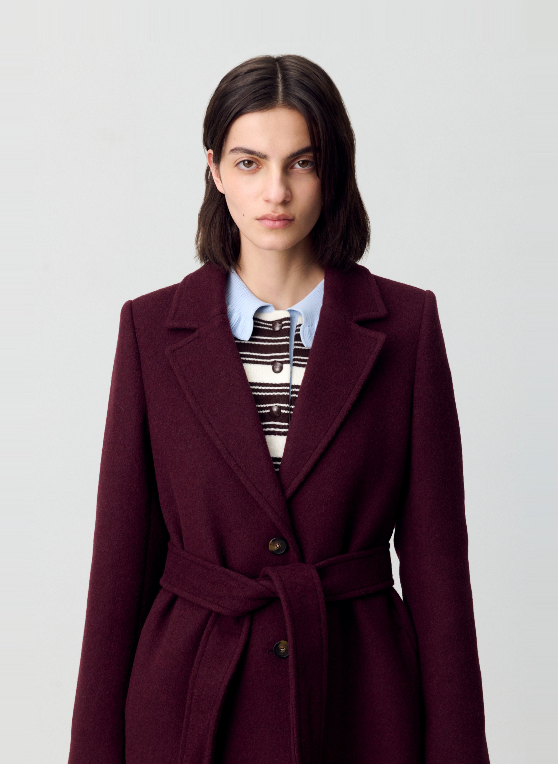 Manteau droit en laine mélangée generalter CLAUDIE PIERLOT Rouge