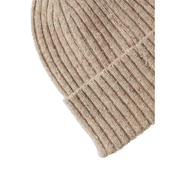 Selected Bonnet Côtelé En Laine Mélangée In Neutral