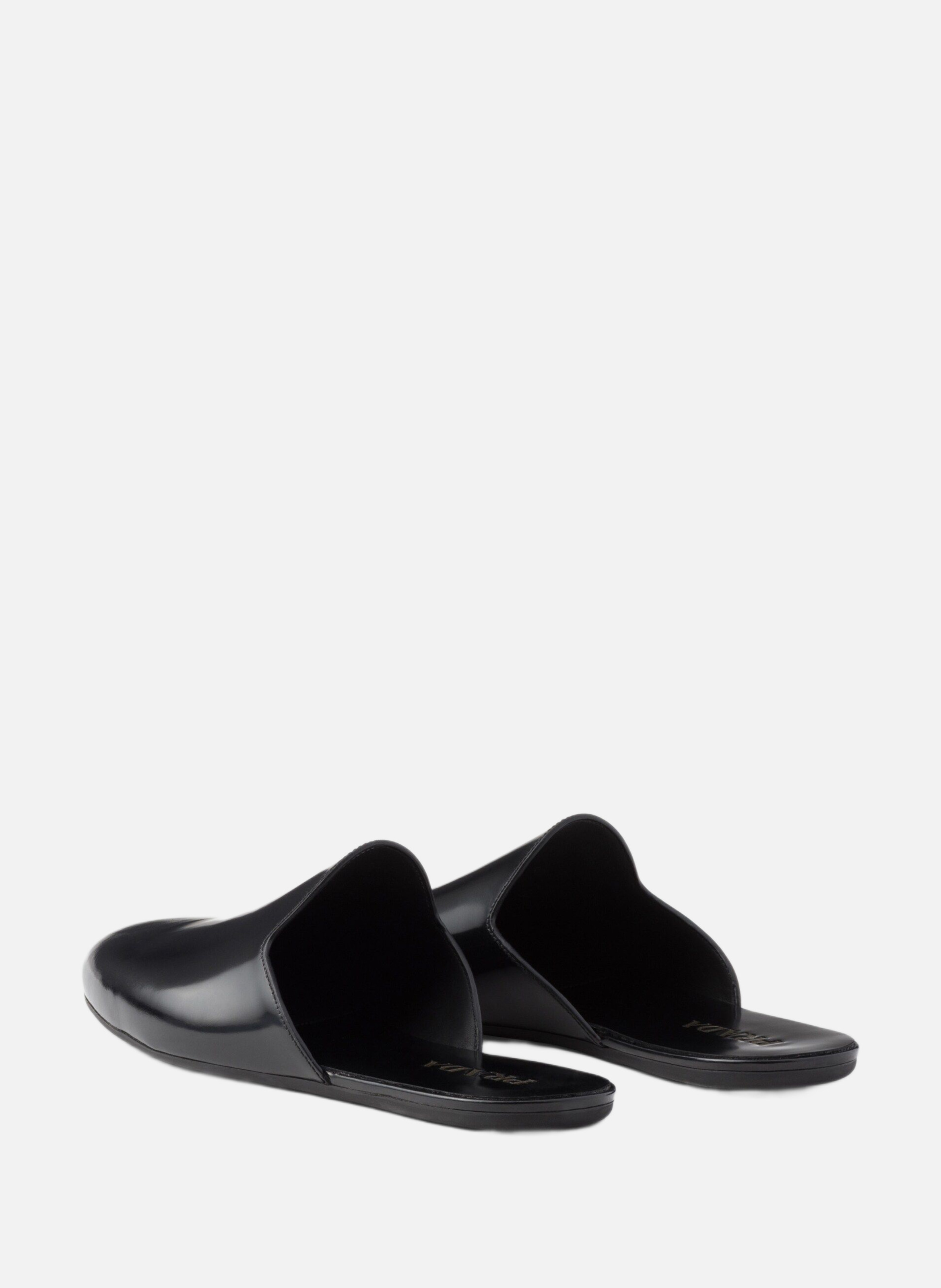 Pantoufles en cuir brossé PRADA Noir