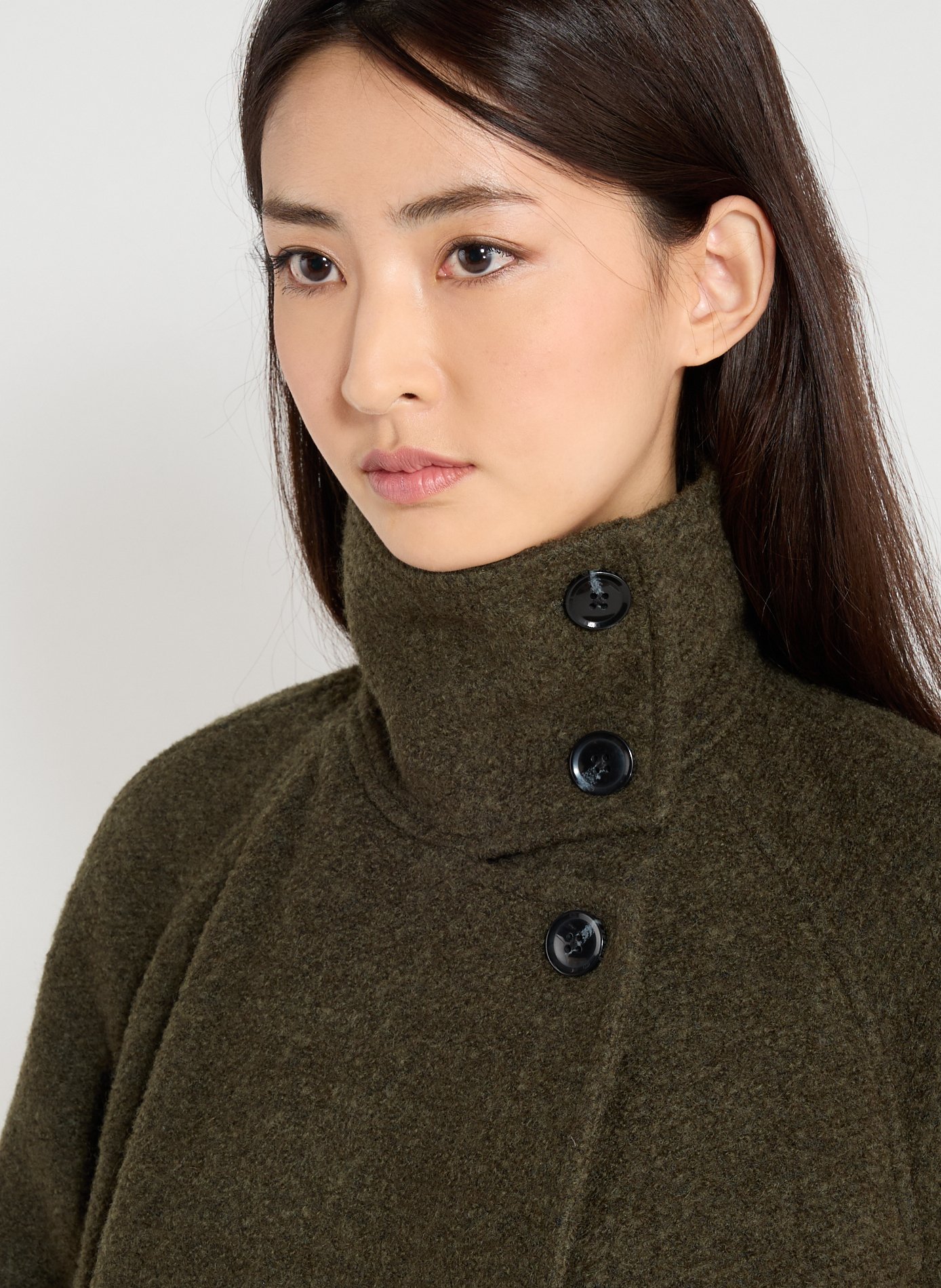 Veste droite col montant en laine mélangée SAMSOE SAMSOE Vert