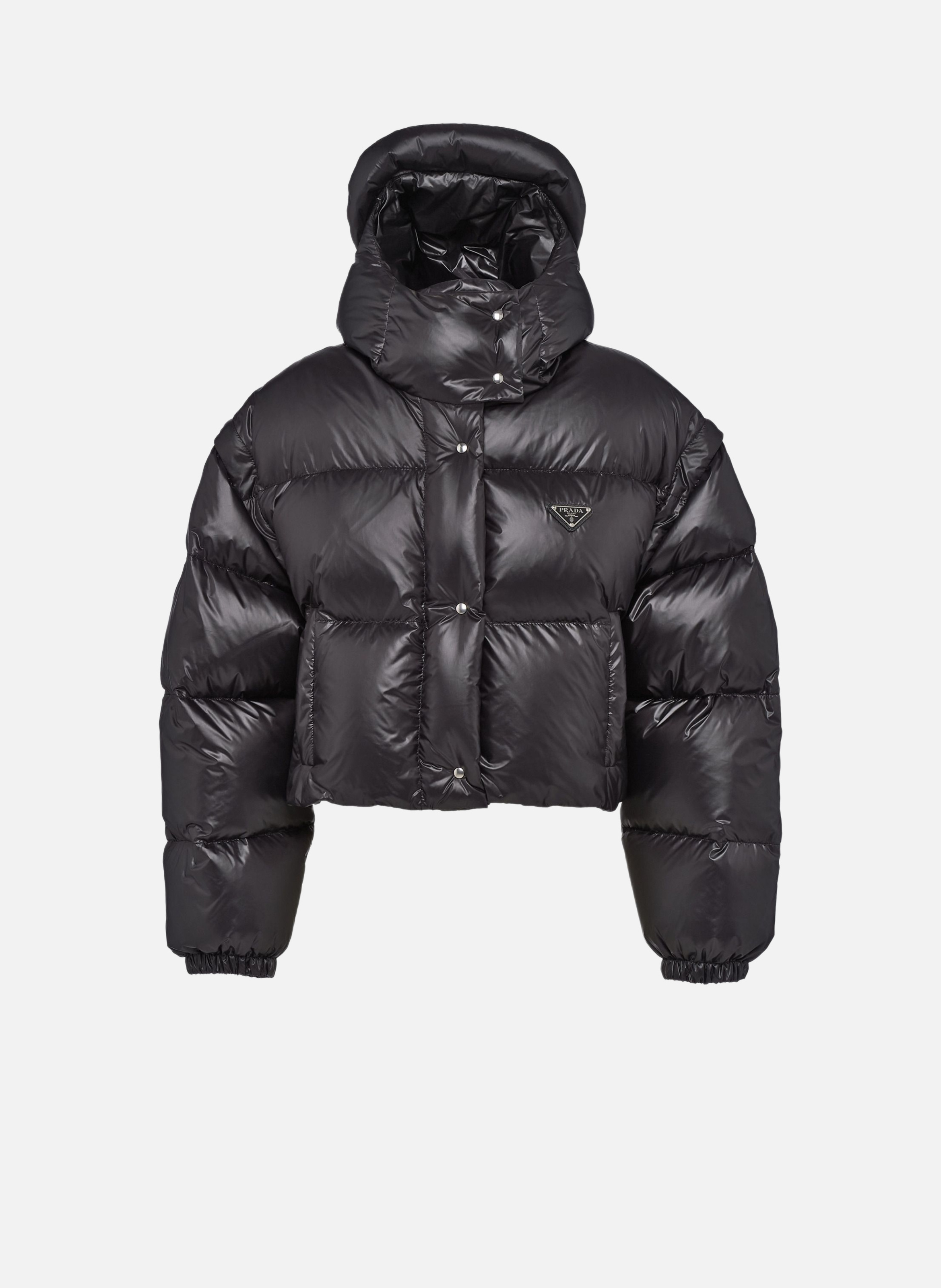 Doudoune courte convertible en re-nylon PRADA Noir