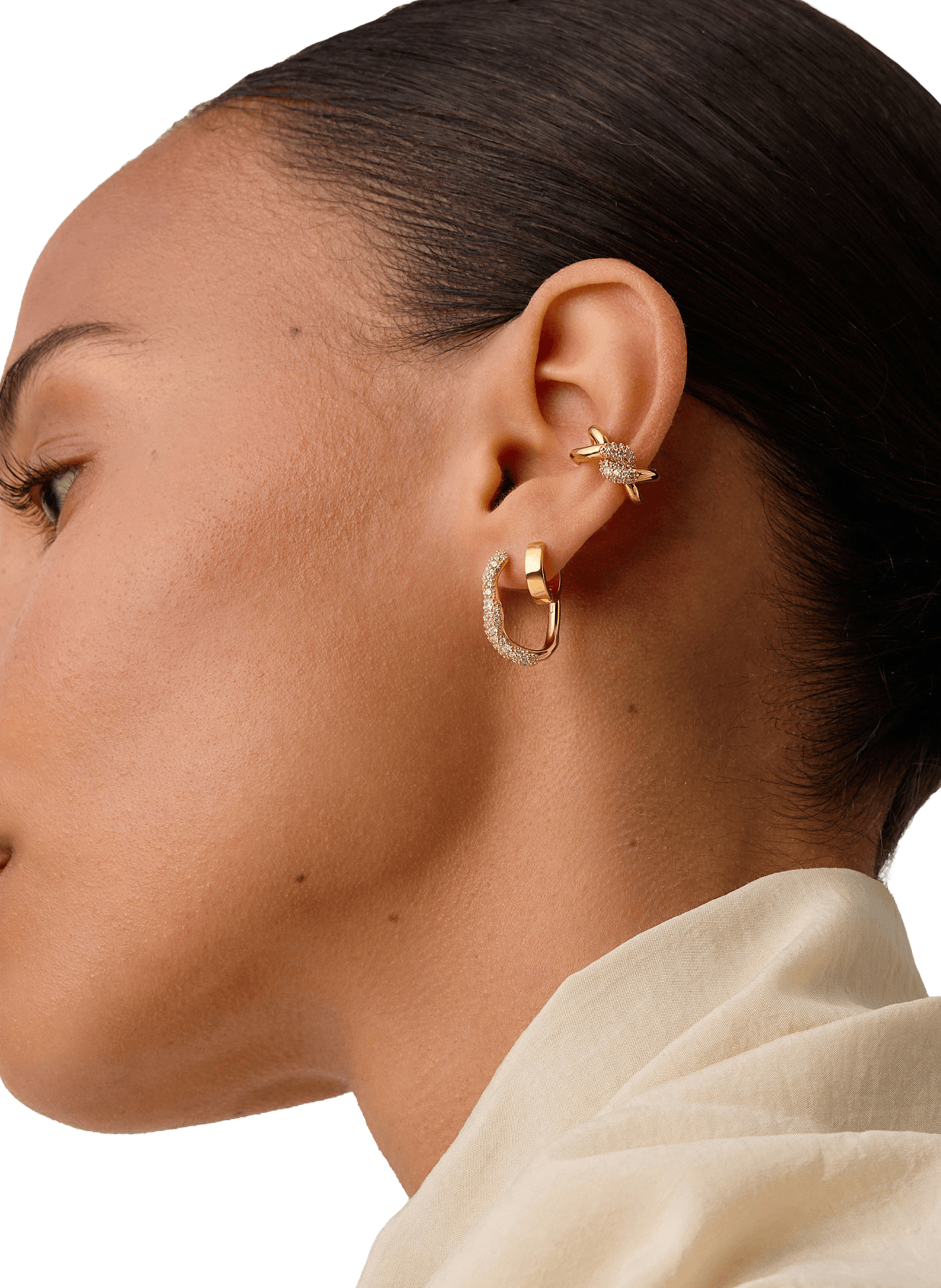 Wavy Molten Snow earrings in mixed silver and gold plated MISSOMA Golden