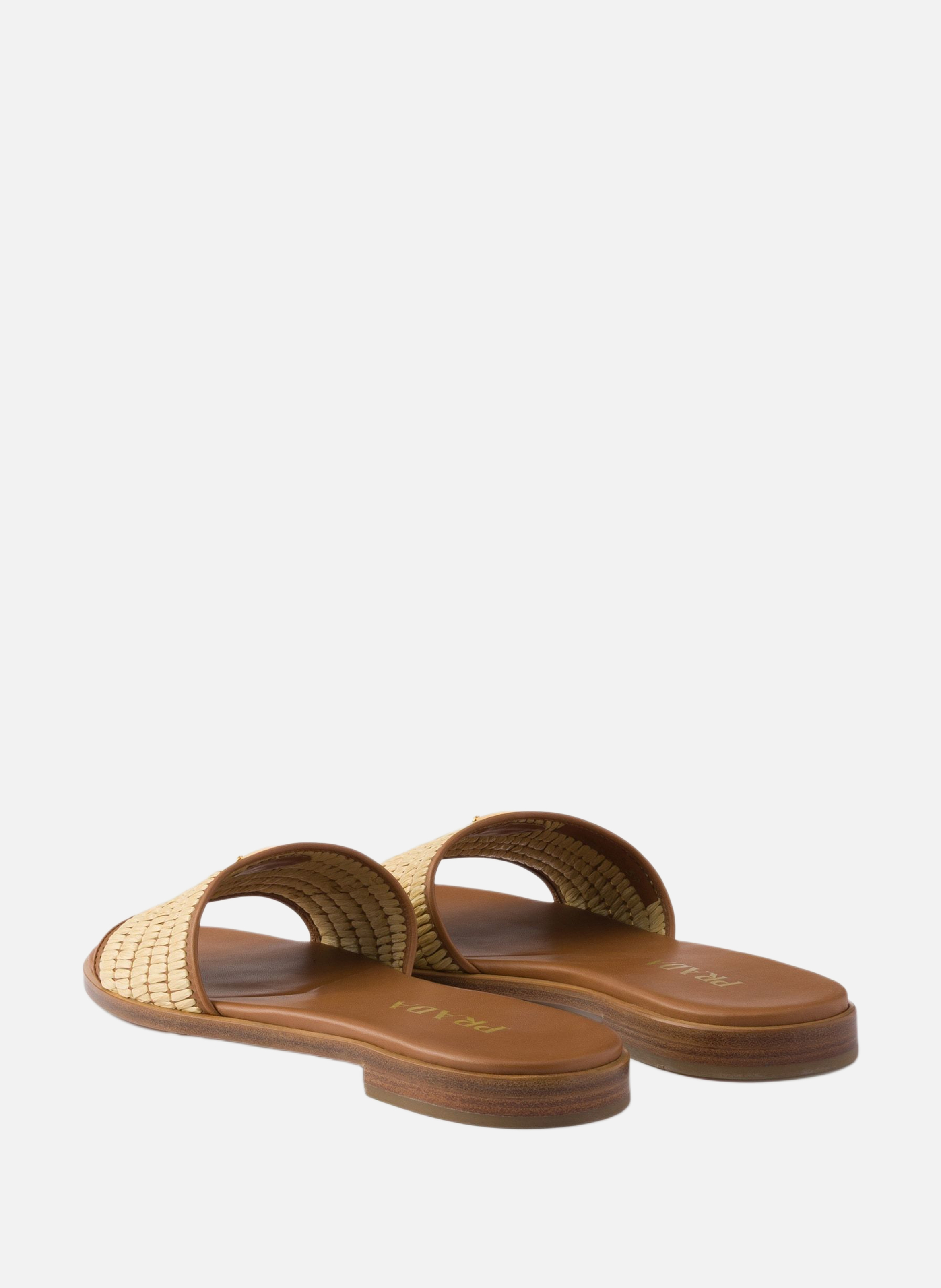 Mules en cuir et crochet PRADA Beige