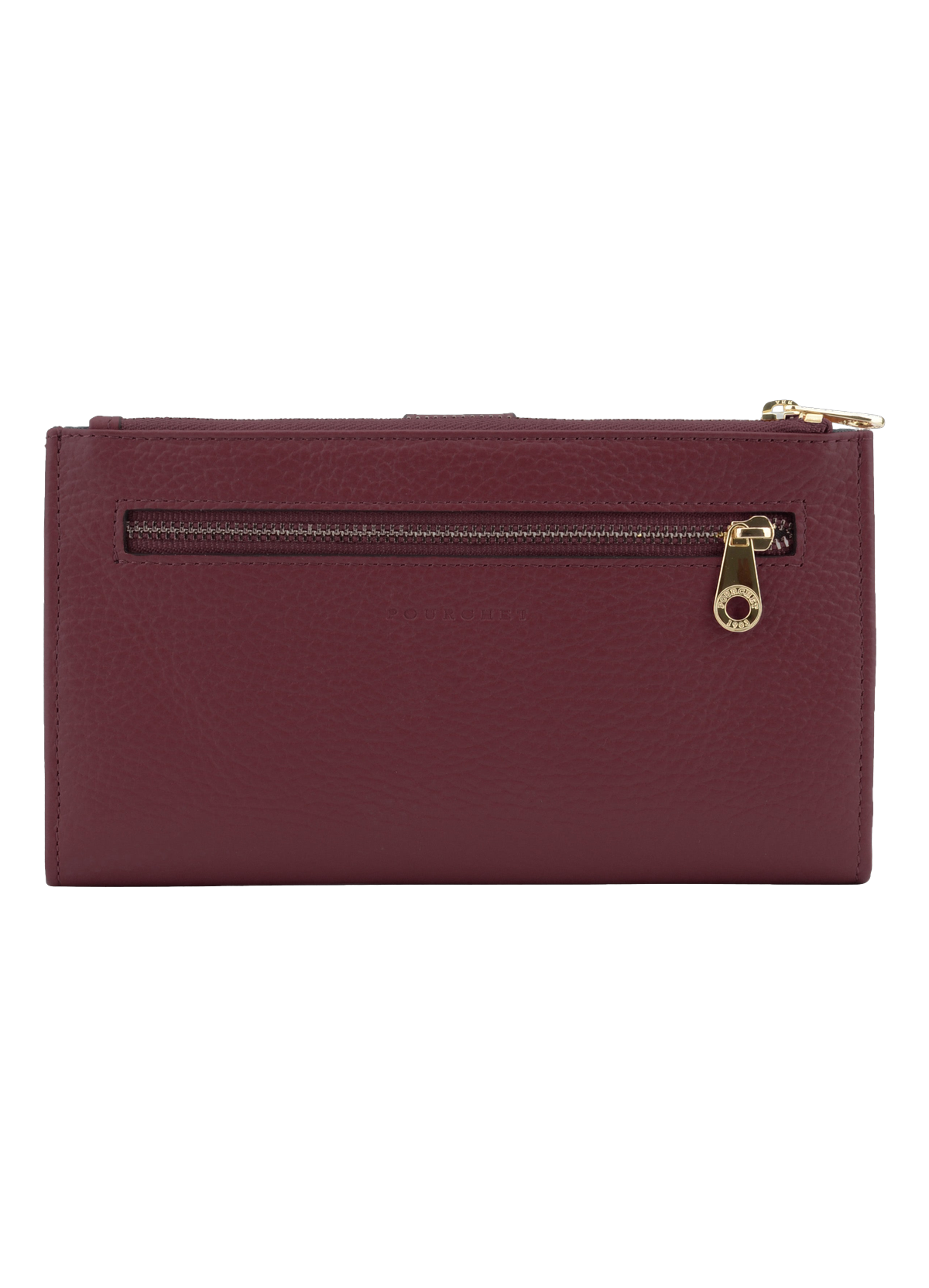 Hebdo | portefeuille compagnon gm en cuir de veau grainé POURCHET Rouge