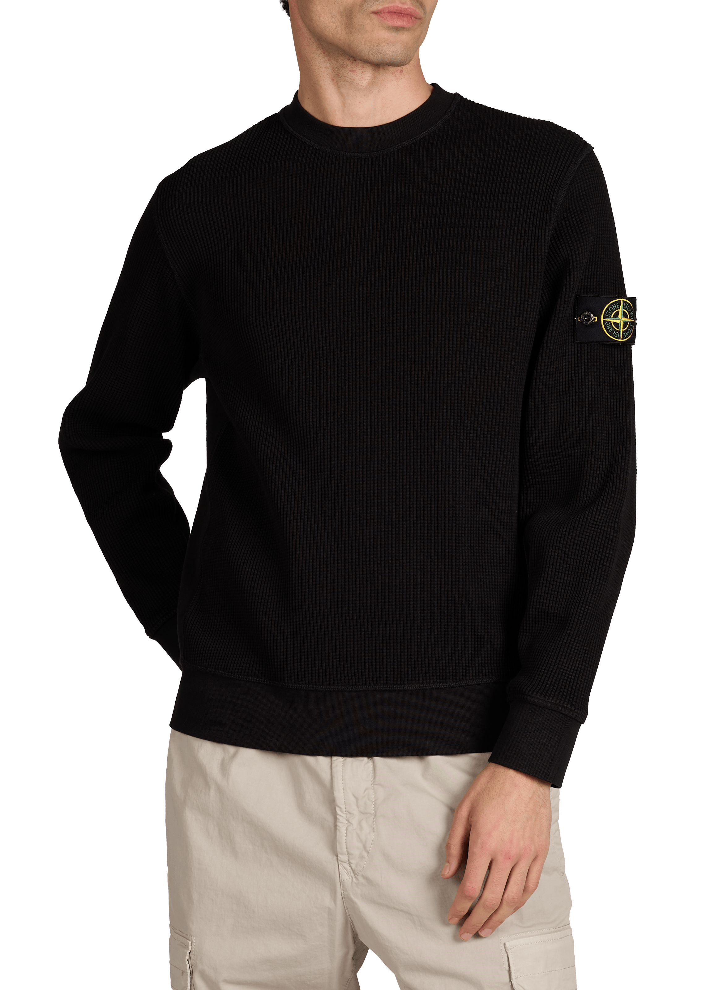 Sweatshirt texturé en coton mélangé STONE ISLAND Noir
