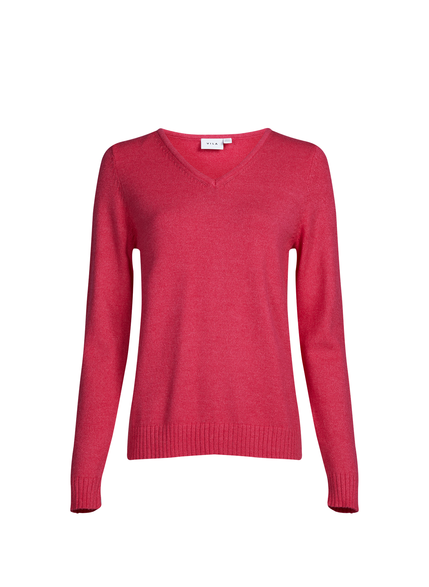 Pull côtelé à col V VILA Rose