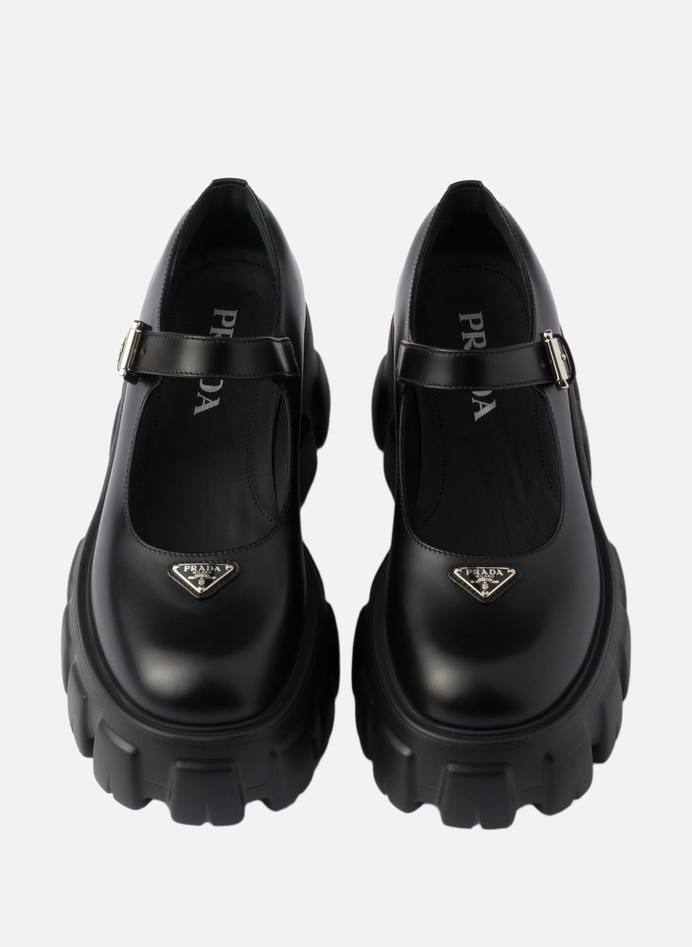 Mary janes monolith en cuir brossé PRADA Noir