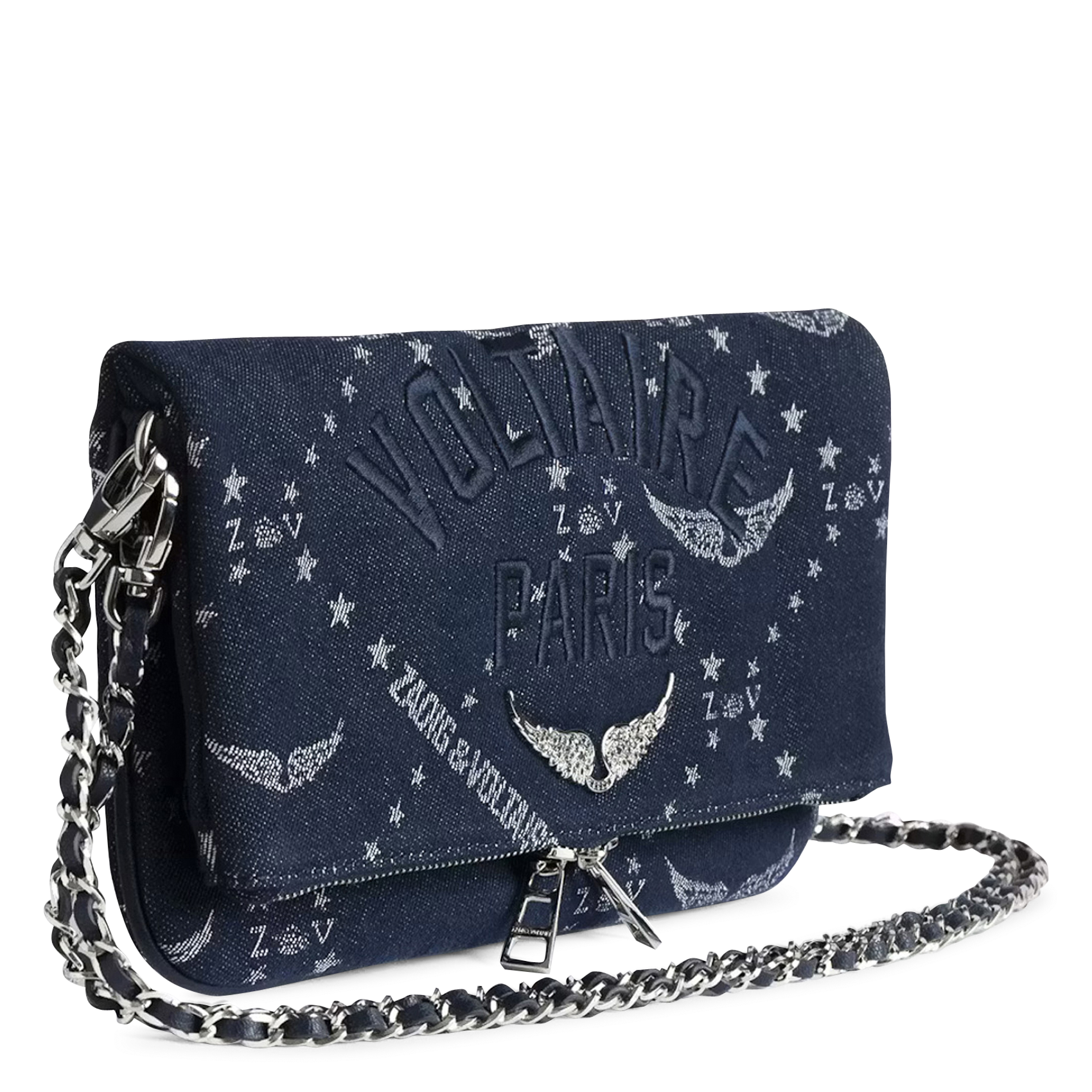 Pochette en denim monogramme rock ZADIG&VOLTAIRE Bleu