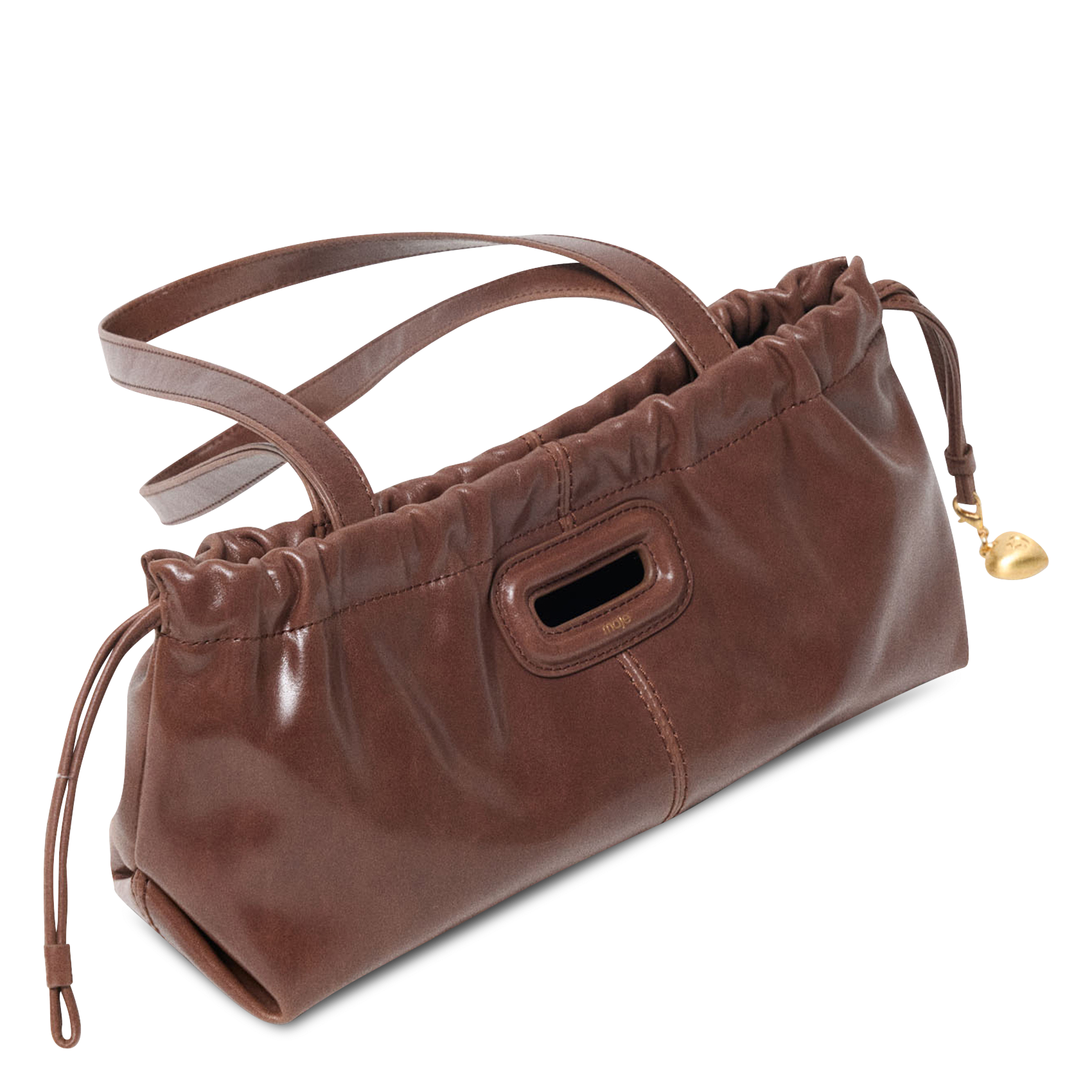 Sac porté épaule en cuir MAJE Marron