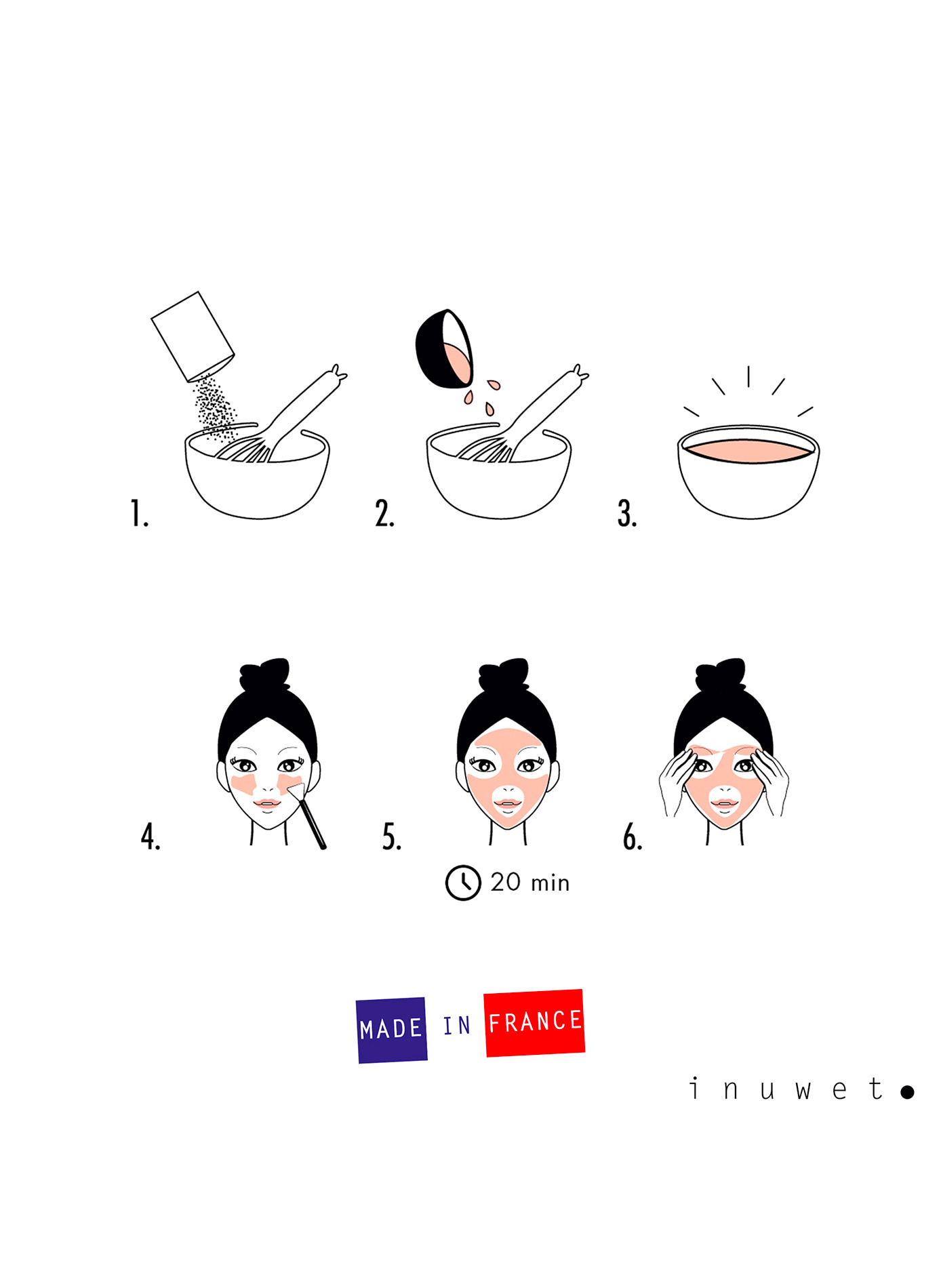 Masque en poudre peel-off - Aqua shot parfum Monoï INUWET No color