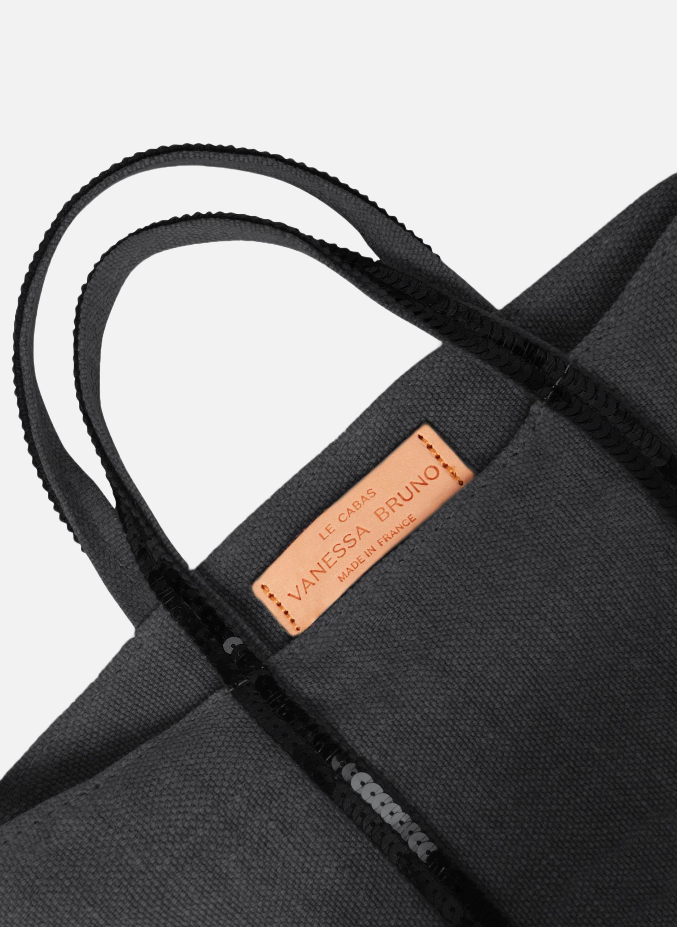 Cabas xs zippé en lin Noir