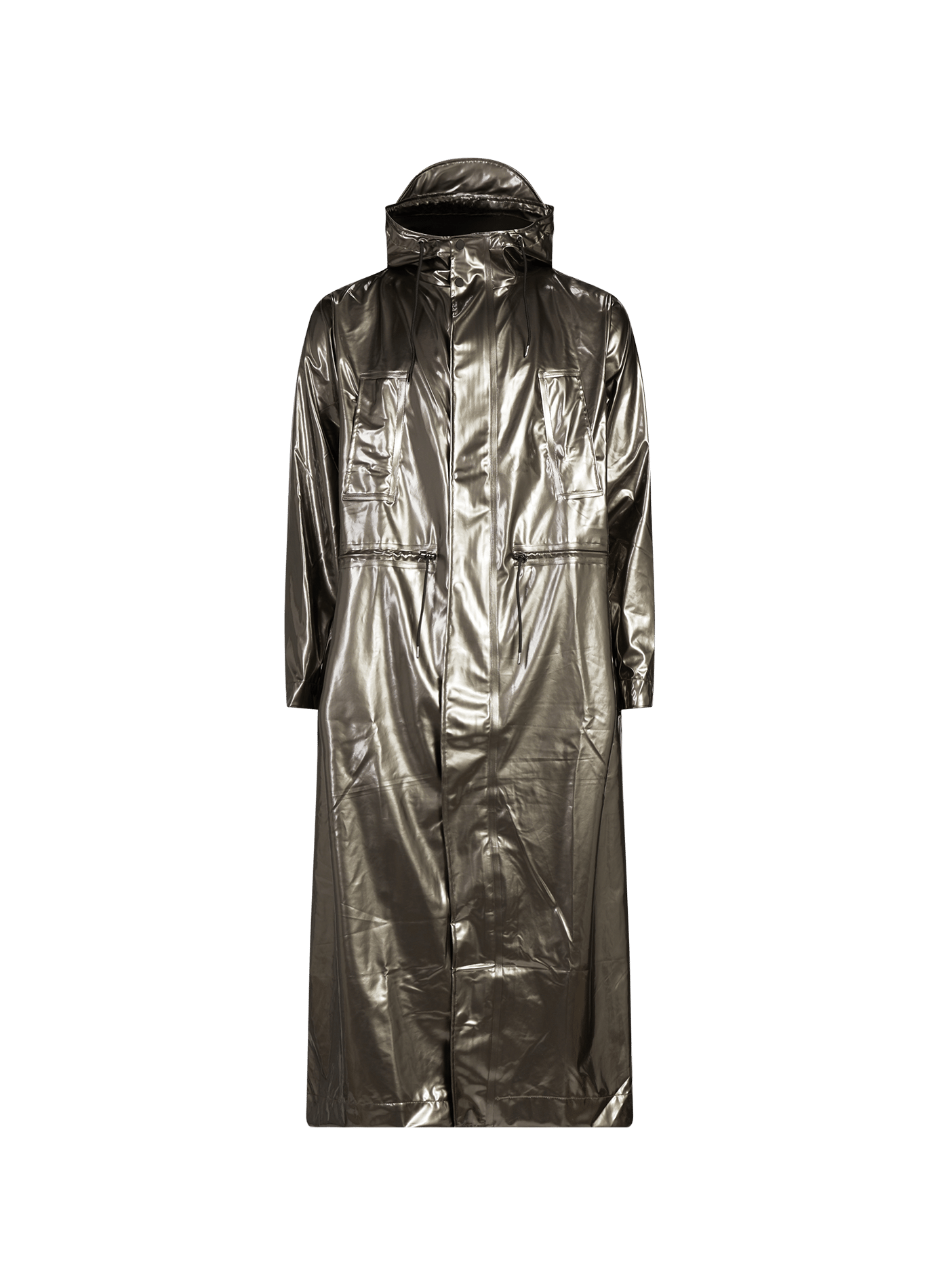 Veste de pluie longue à capuche RAINS Silver