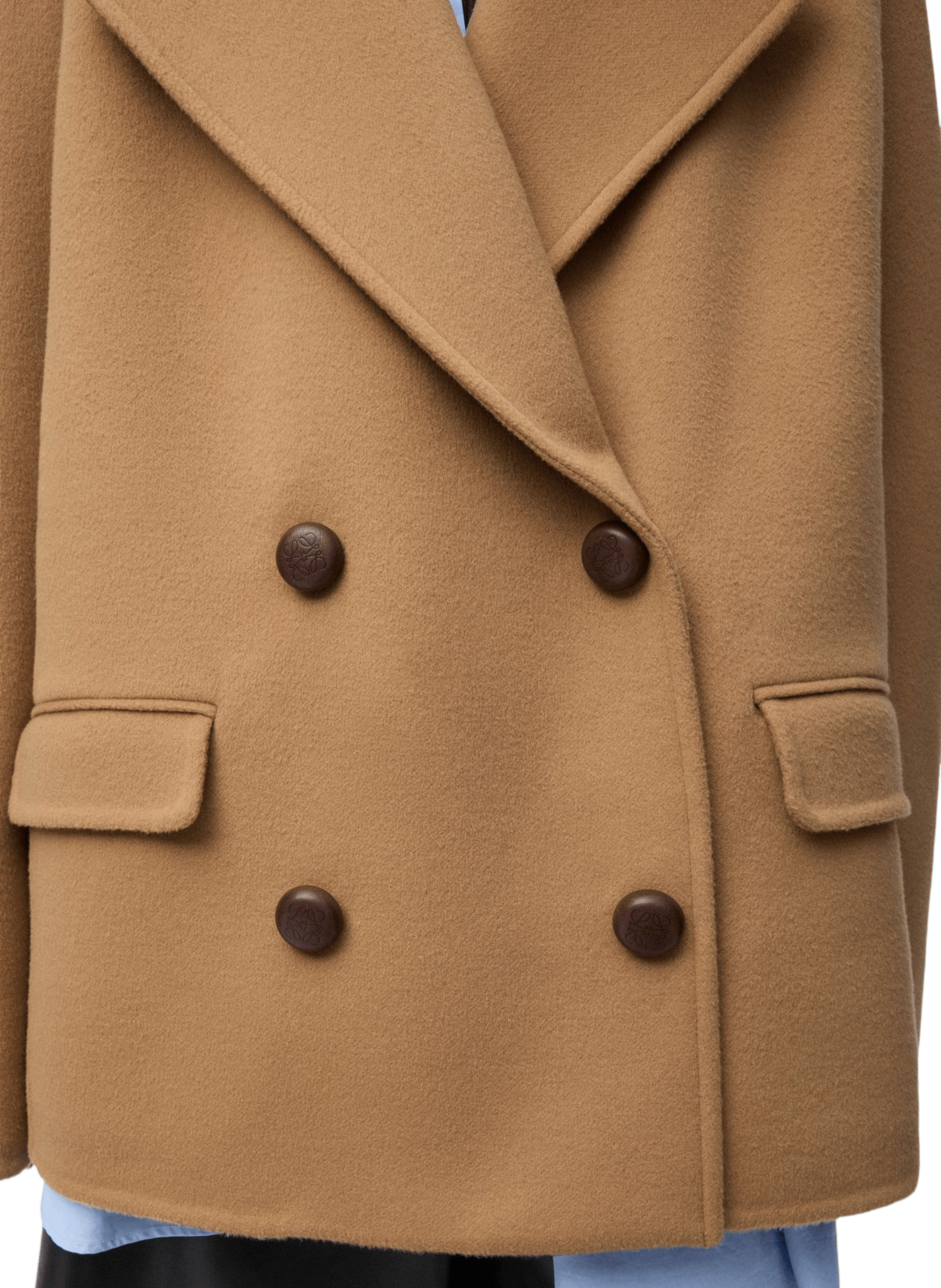 Manteau croisé court en laine LOEWE Marron