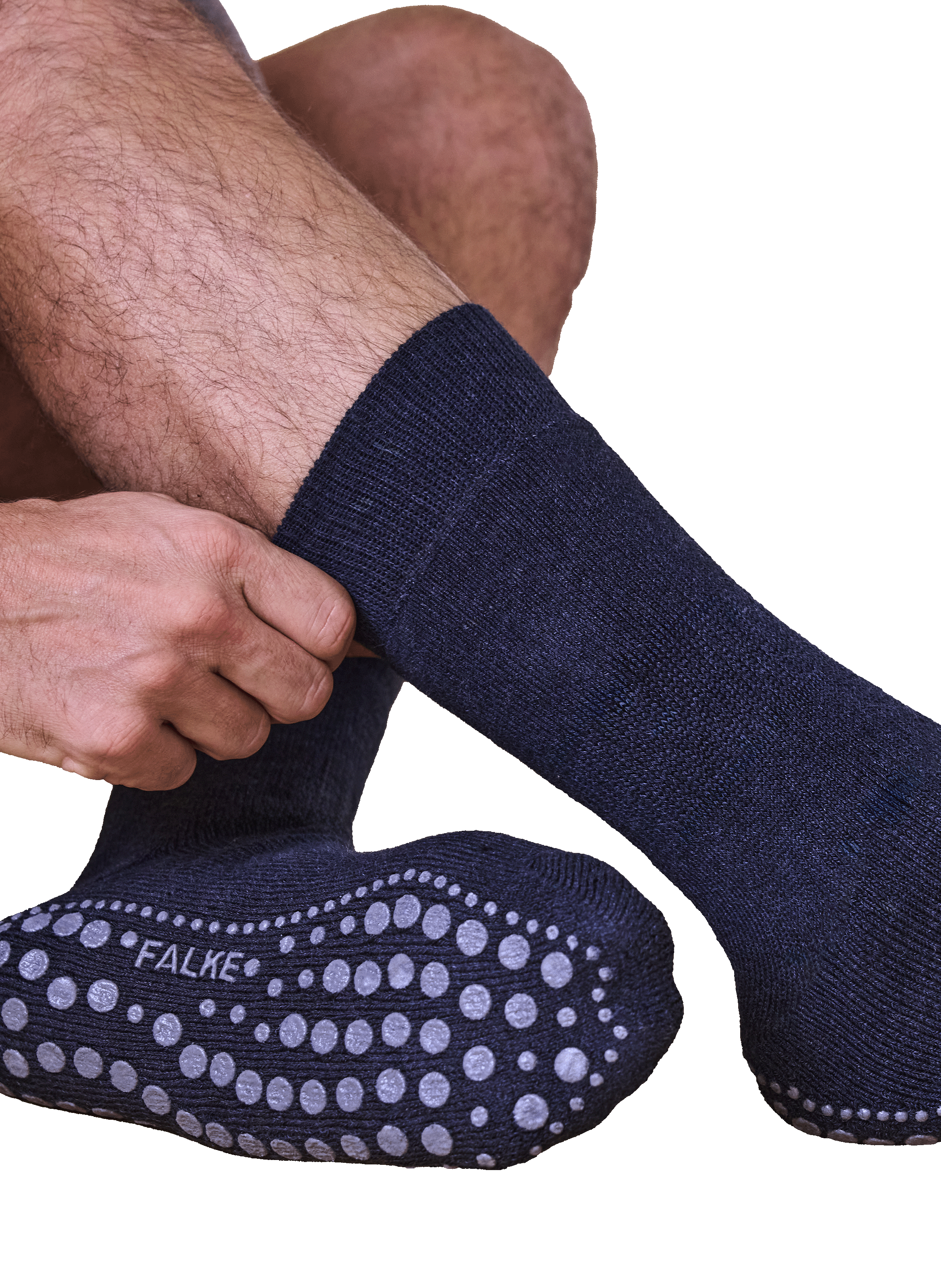 Mid-high anti-slip socks in blended cotton and wool FALKE Blue