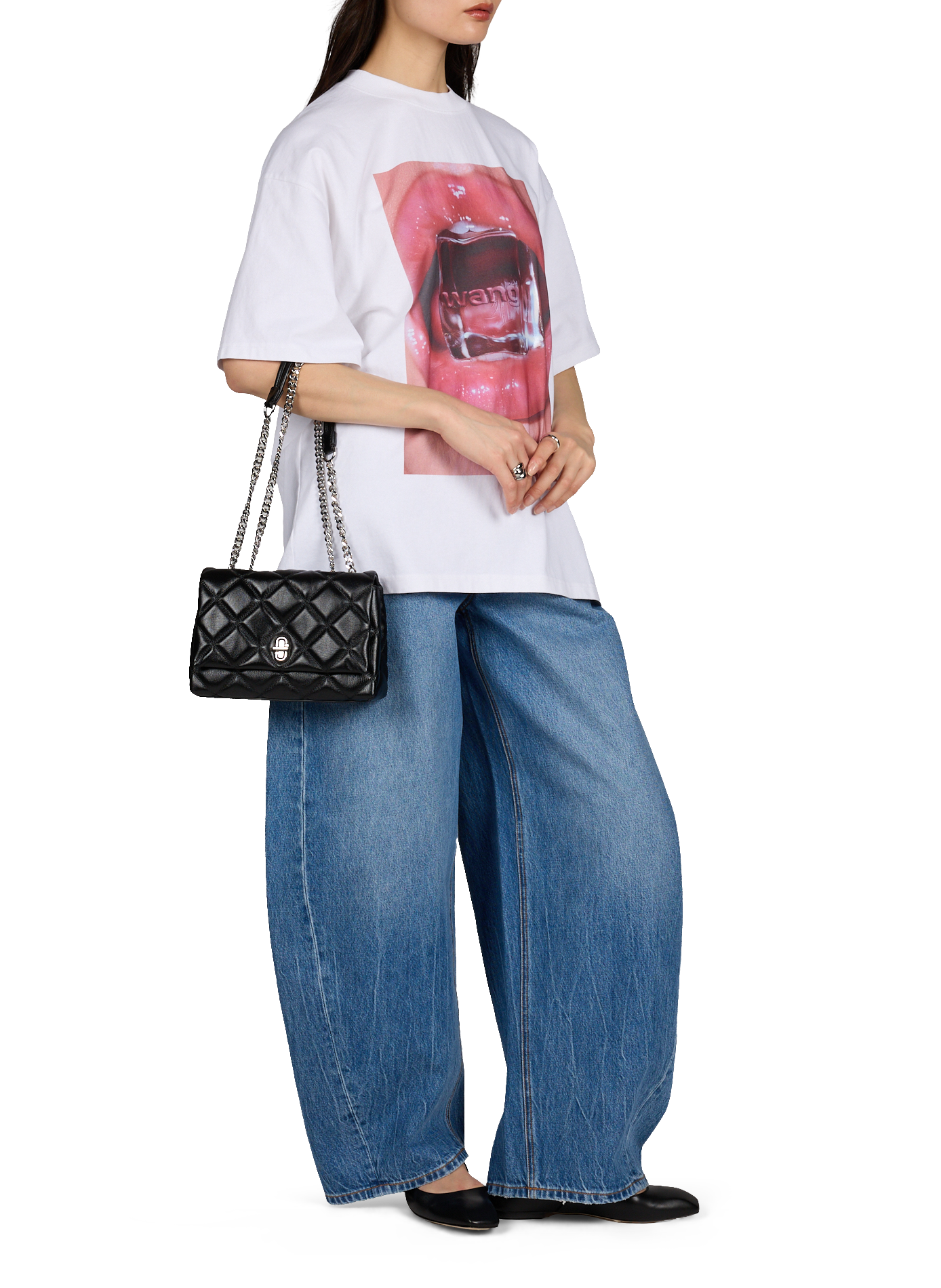 Double chain leather handbag MARC JACOBS Black