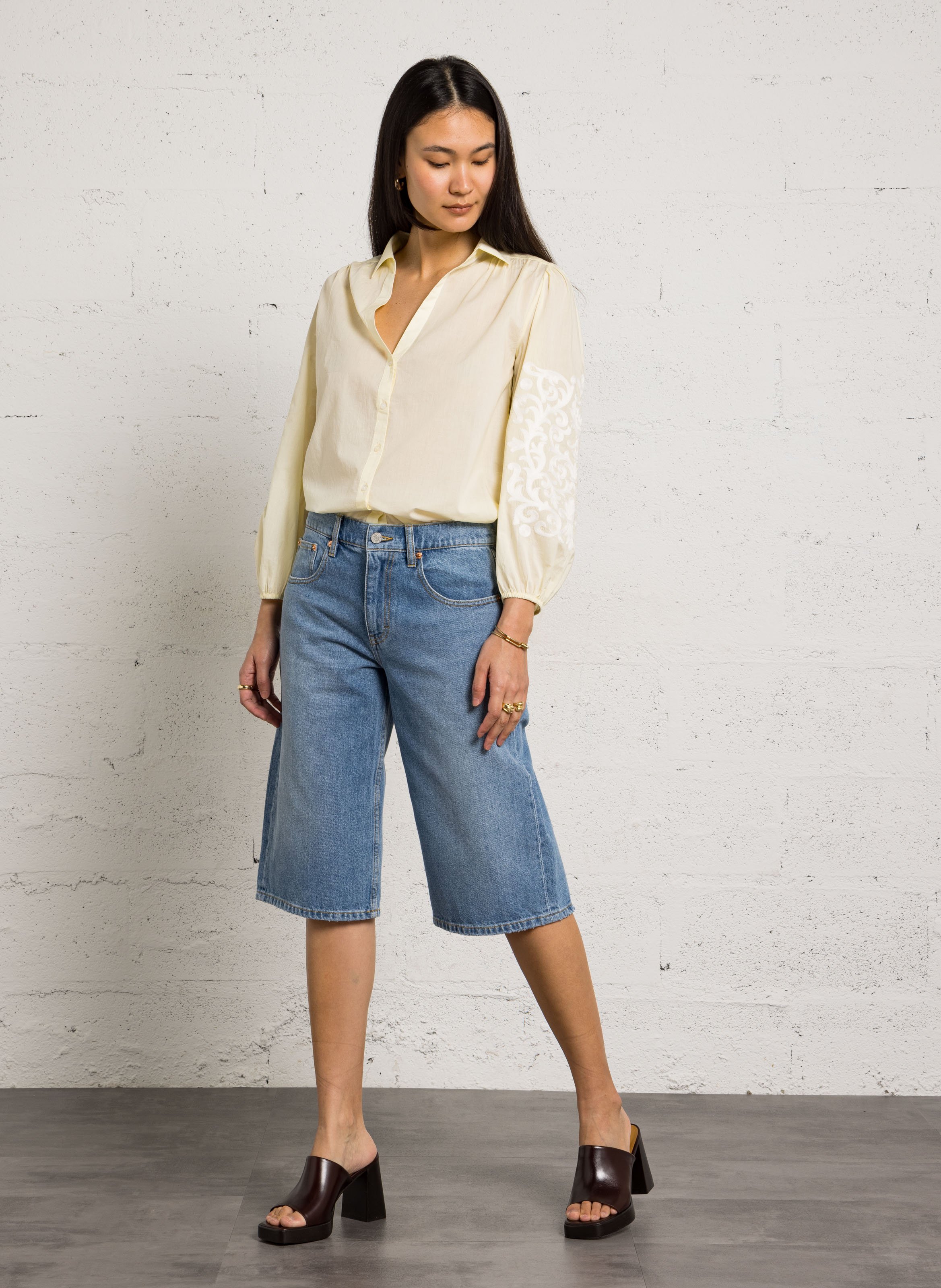 Chemisier ample col v en coton darwin MAISON 123 Jaune