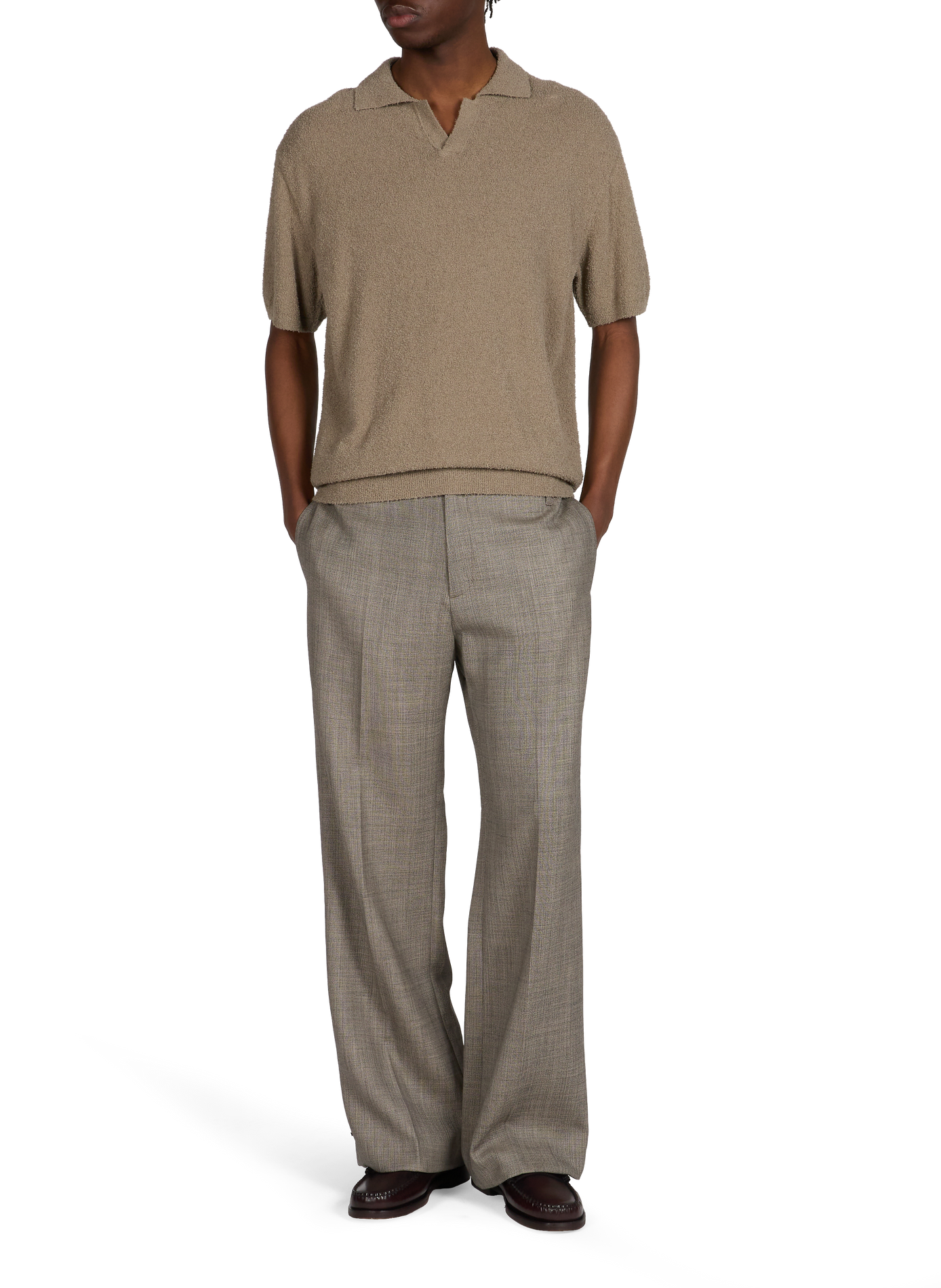 Straight wool trousers with herringbone pattern AMOMENTO Beige