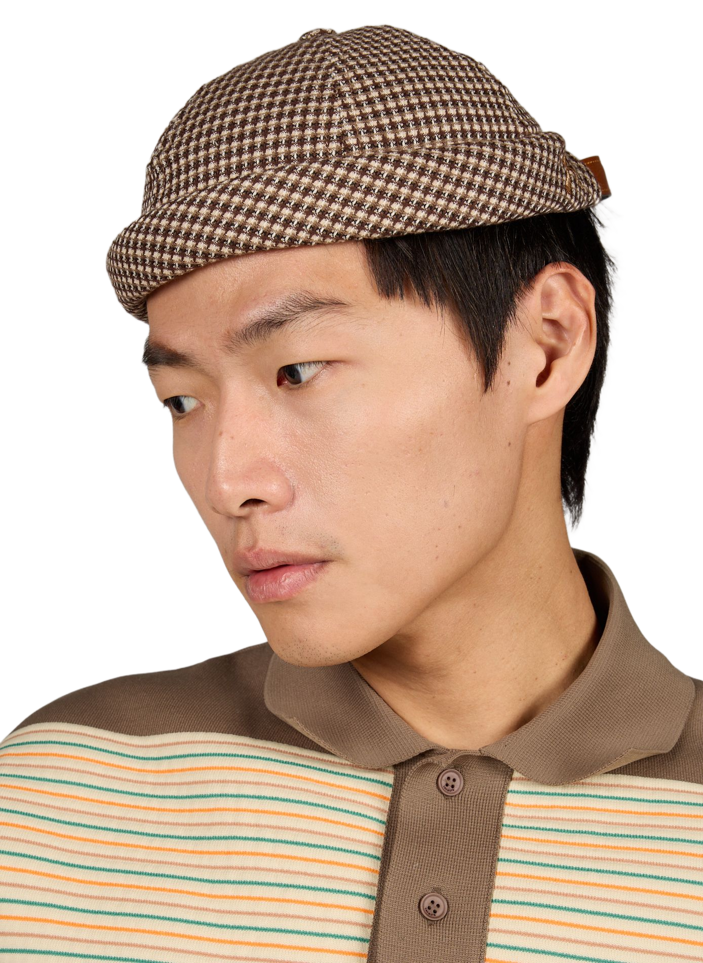 Checkered cotton Miki beanie Brown