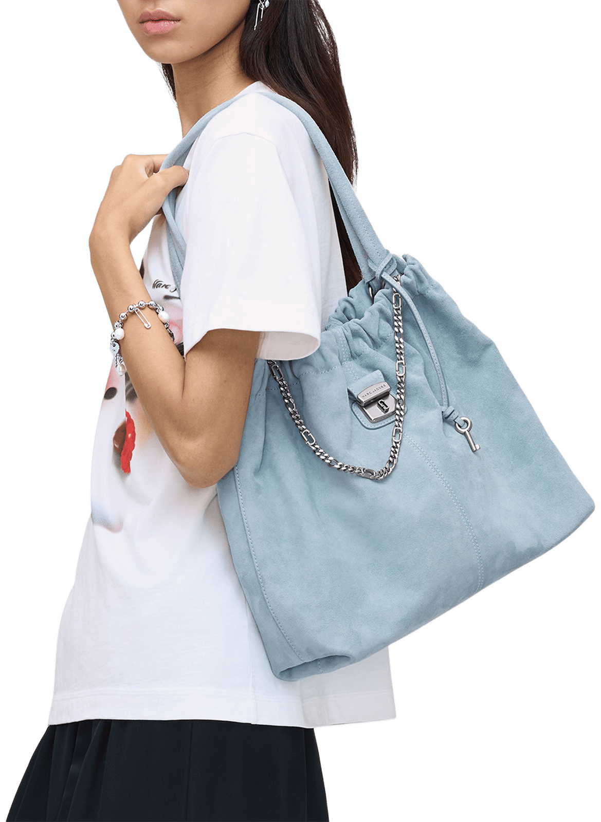 Sac épaule suédé The Cristina Tote MARC JACOBS Bleu