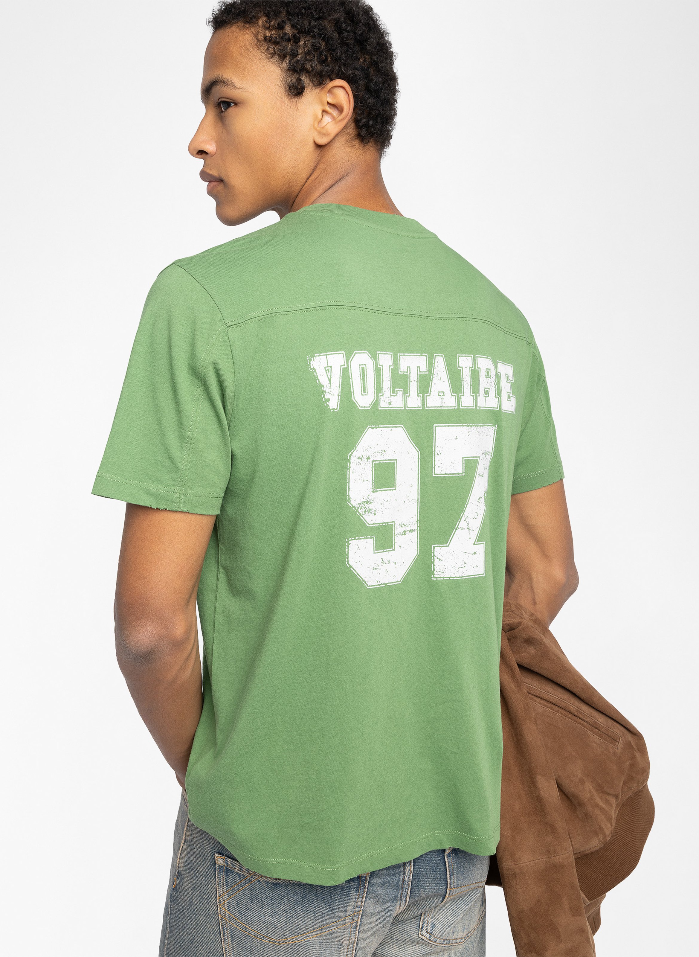 Straight round-neck cotton T-shirt with Tommy screen print ZADIG&VOLTAIRE Green