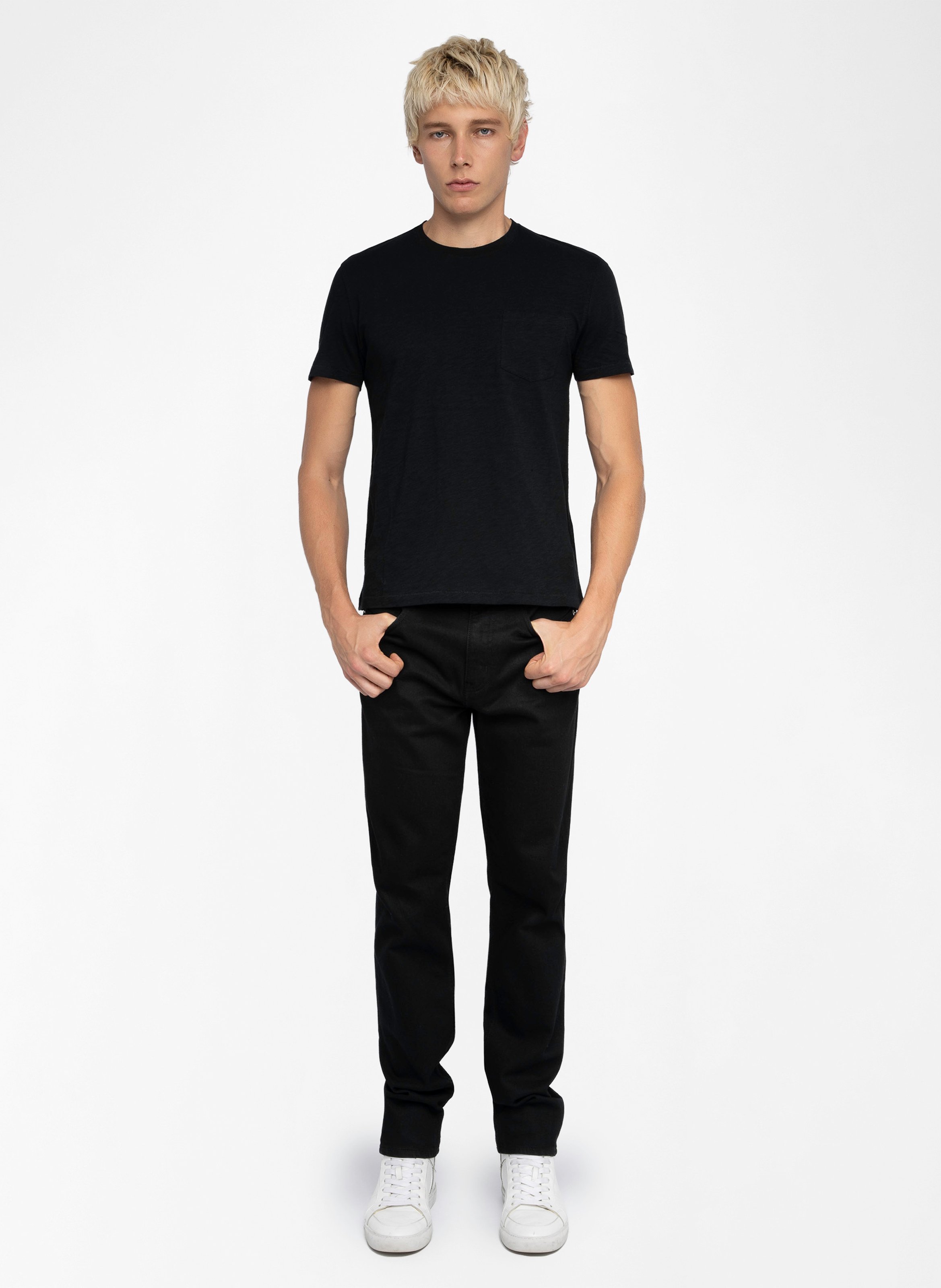 Tee-shirt droit col rond sérigraphié en coton stockholm ZADIG&VOLTAIRE Noir