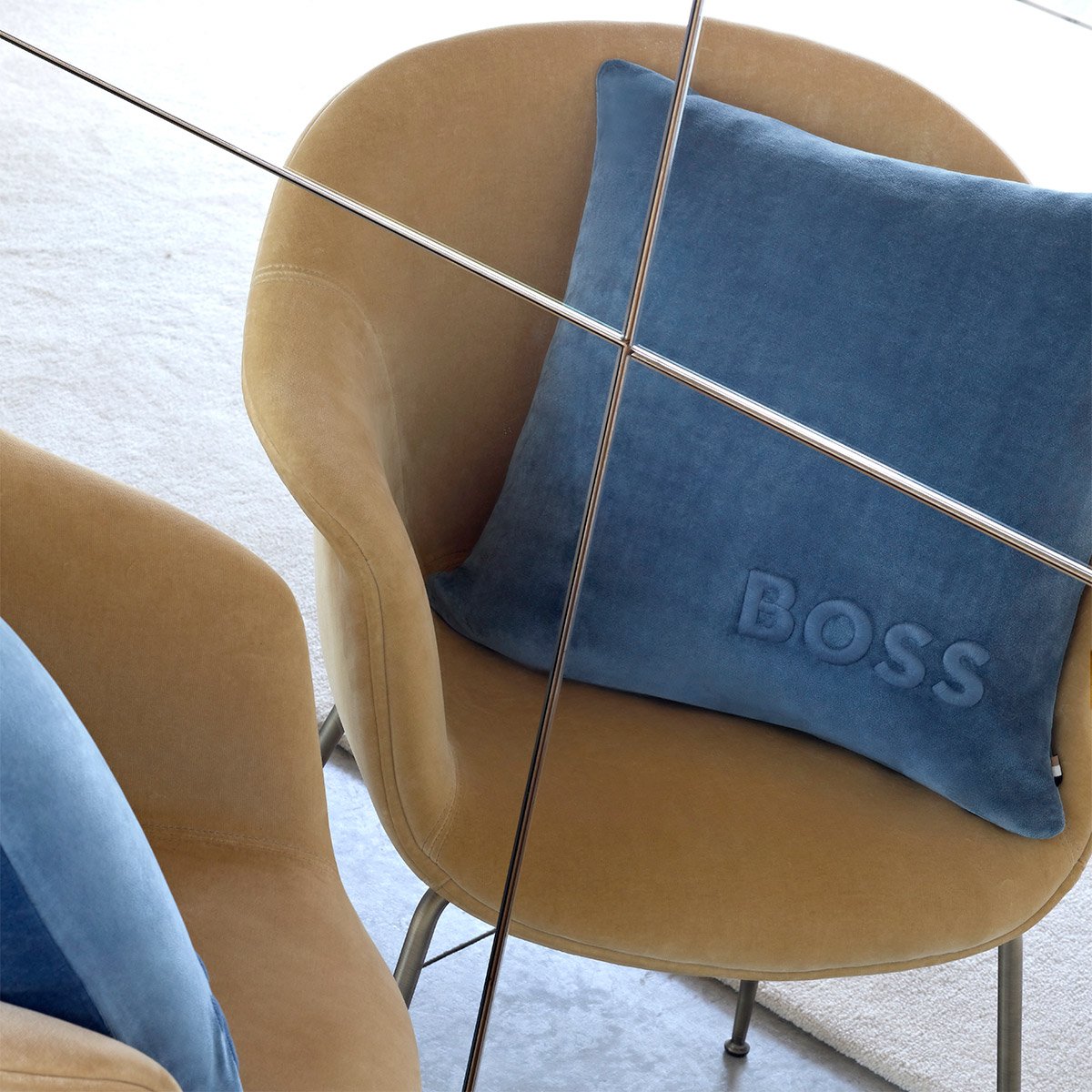 Housse de coussin en coton synthétique, bold logo BOSS HOME Bleu