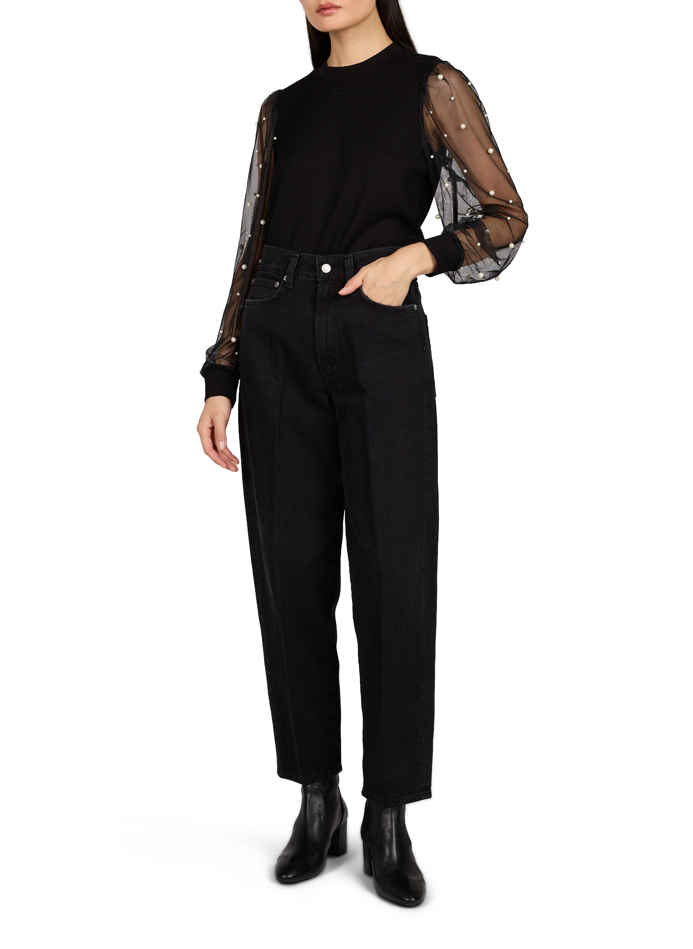 Jeans large 80'S en coton AGOLDE Noir