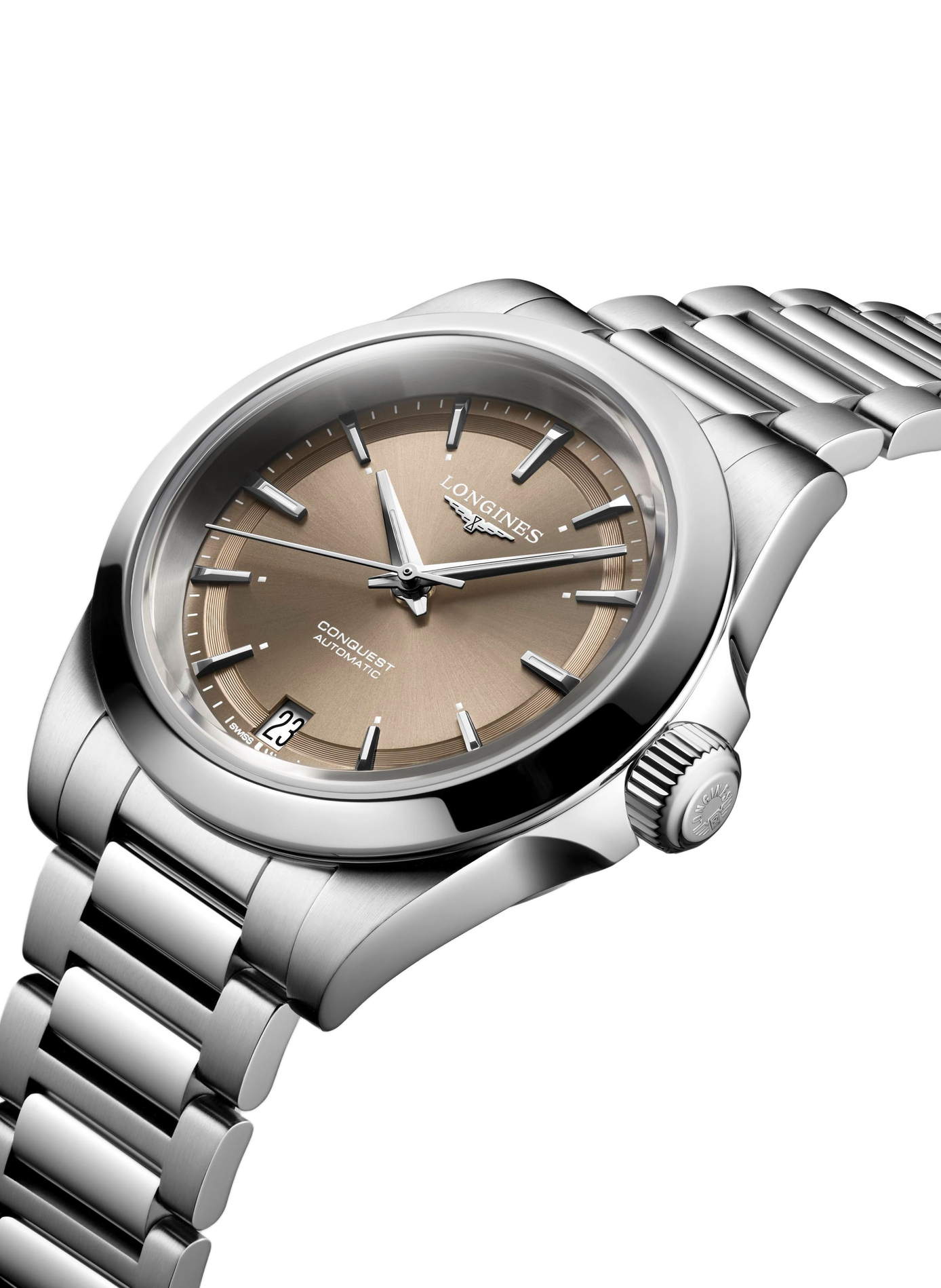 Monte automatique Conquest 2023 en acier inoxydable LONGINES Blanc