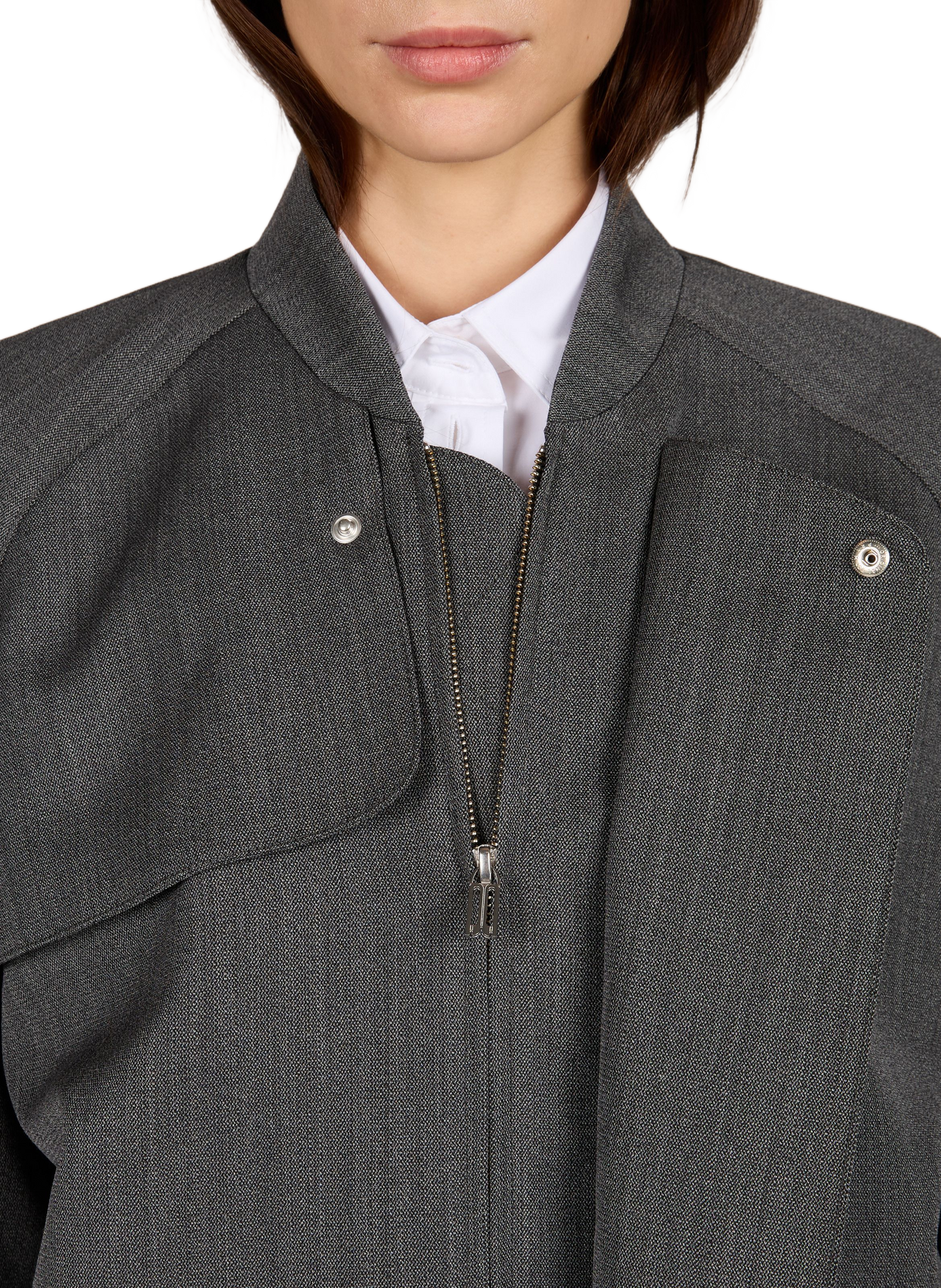 Veste écharpe intégrée en laine  VICTORIA BECKHAM Gris