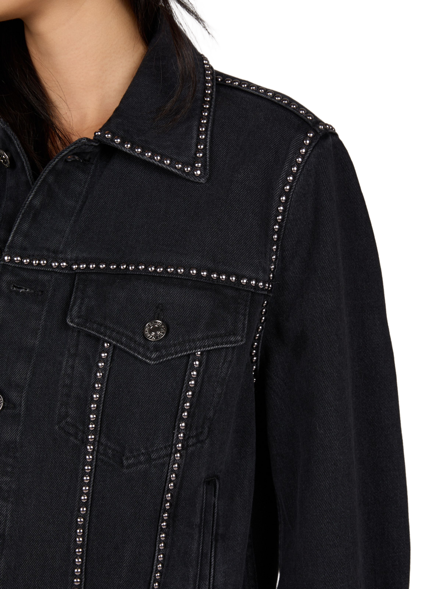 Straight-cut denim jacket in blended cotton 7 FOR ALL MANKIND Black