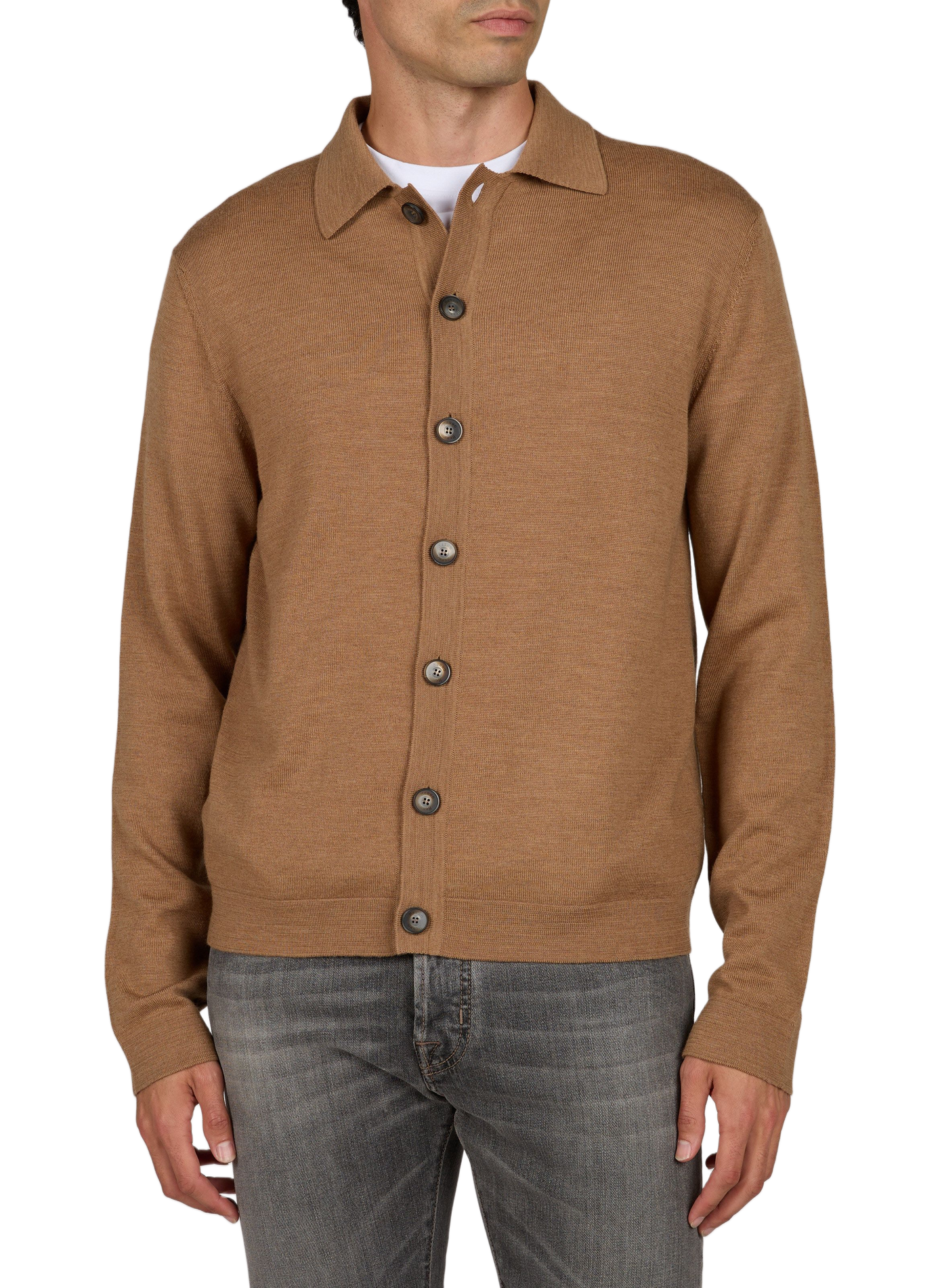 Gerade geschnittener Woll-Cardigan mit Knopfleiste HERNO Braun